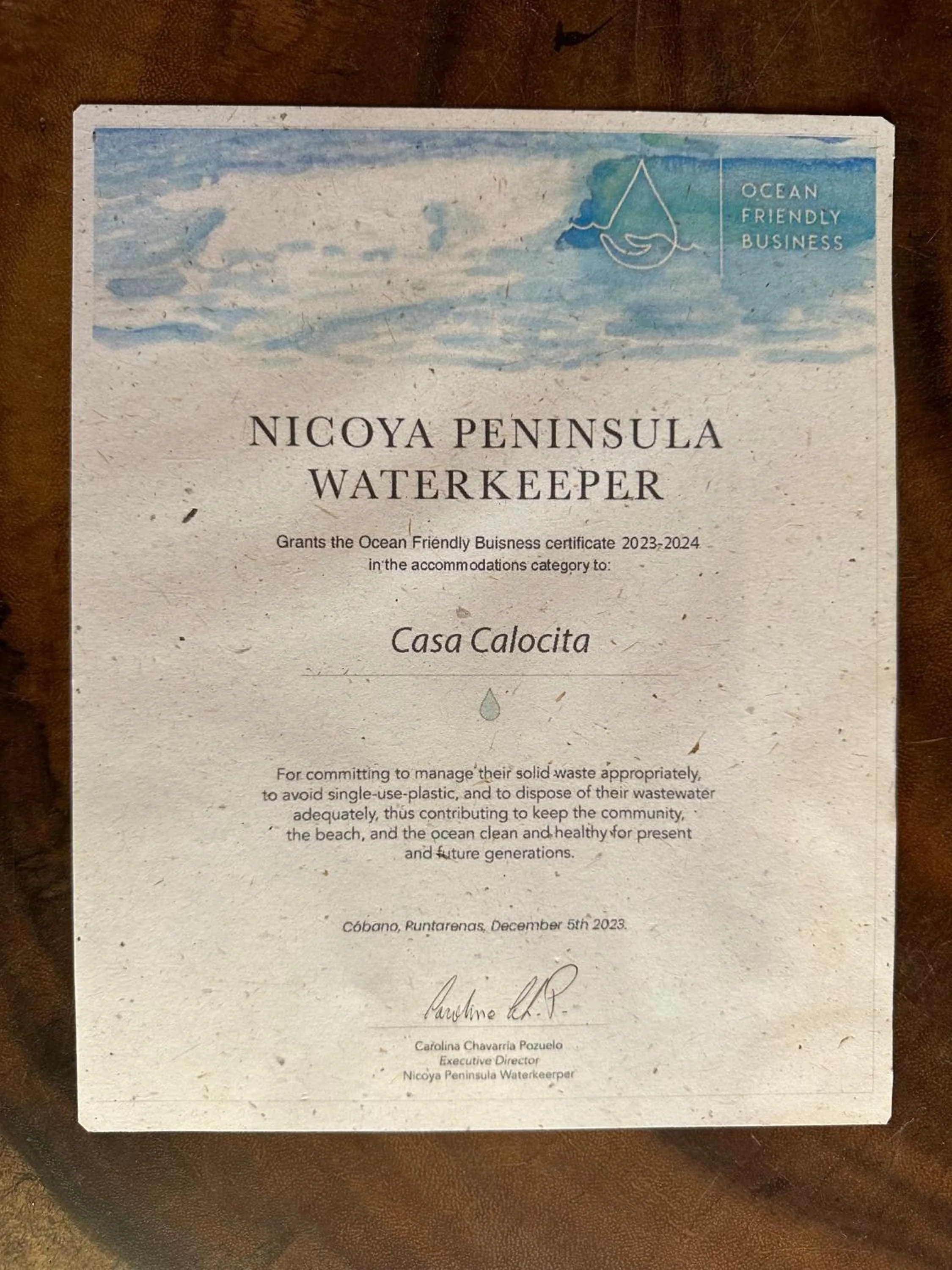 Certificate/Award in Casa Calocita