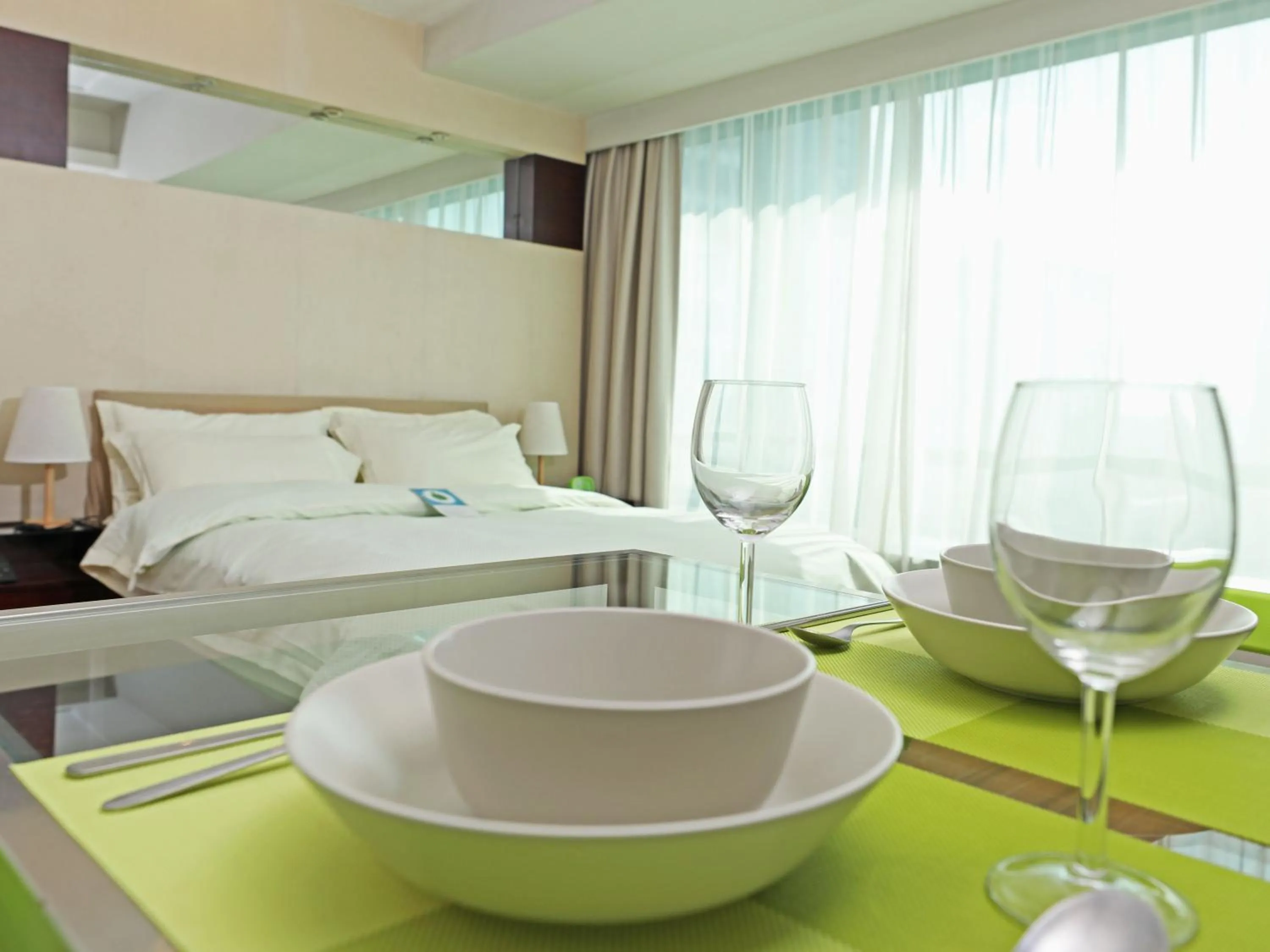 Bed in Shanghai Cosmo World Union Service Apartment