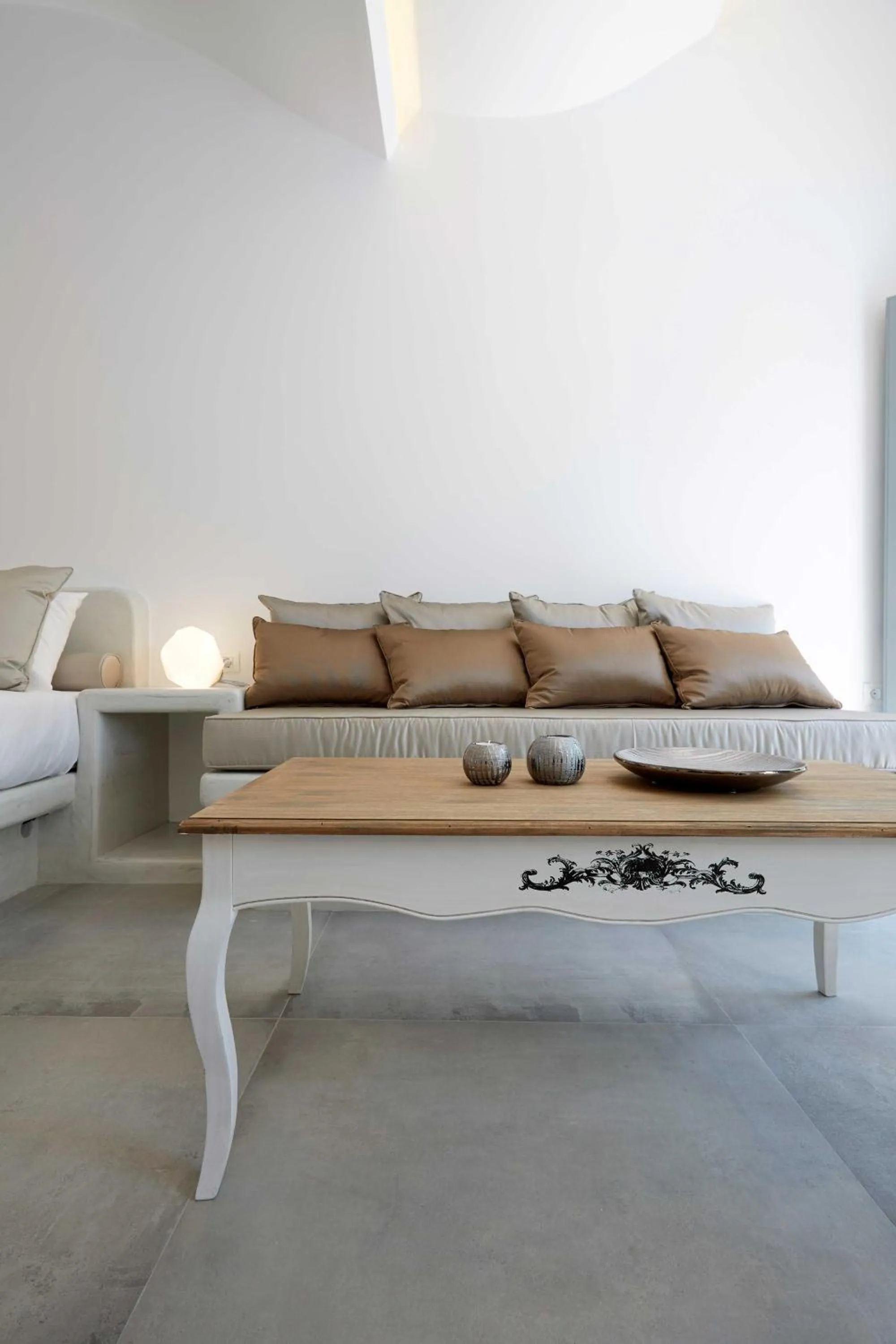 Seating area in Amara Suites Santorini