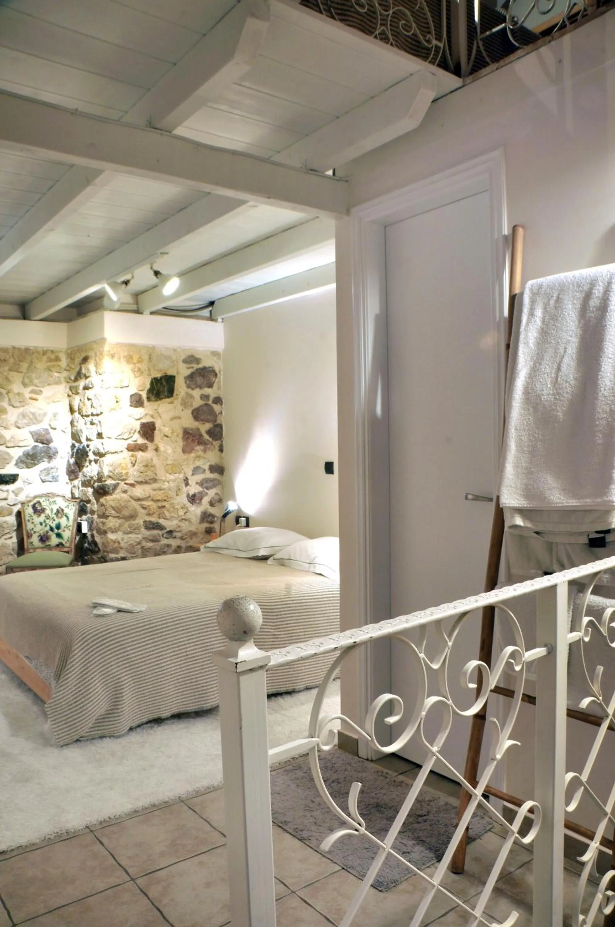 Bed in Limni Stone Apartments