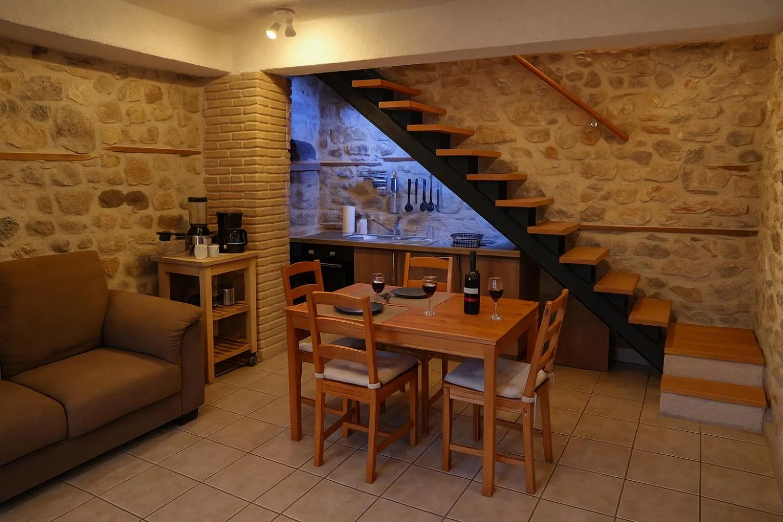 Living room in Limni Stone Apartments