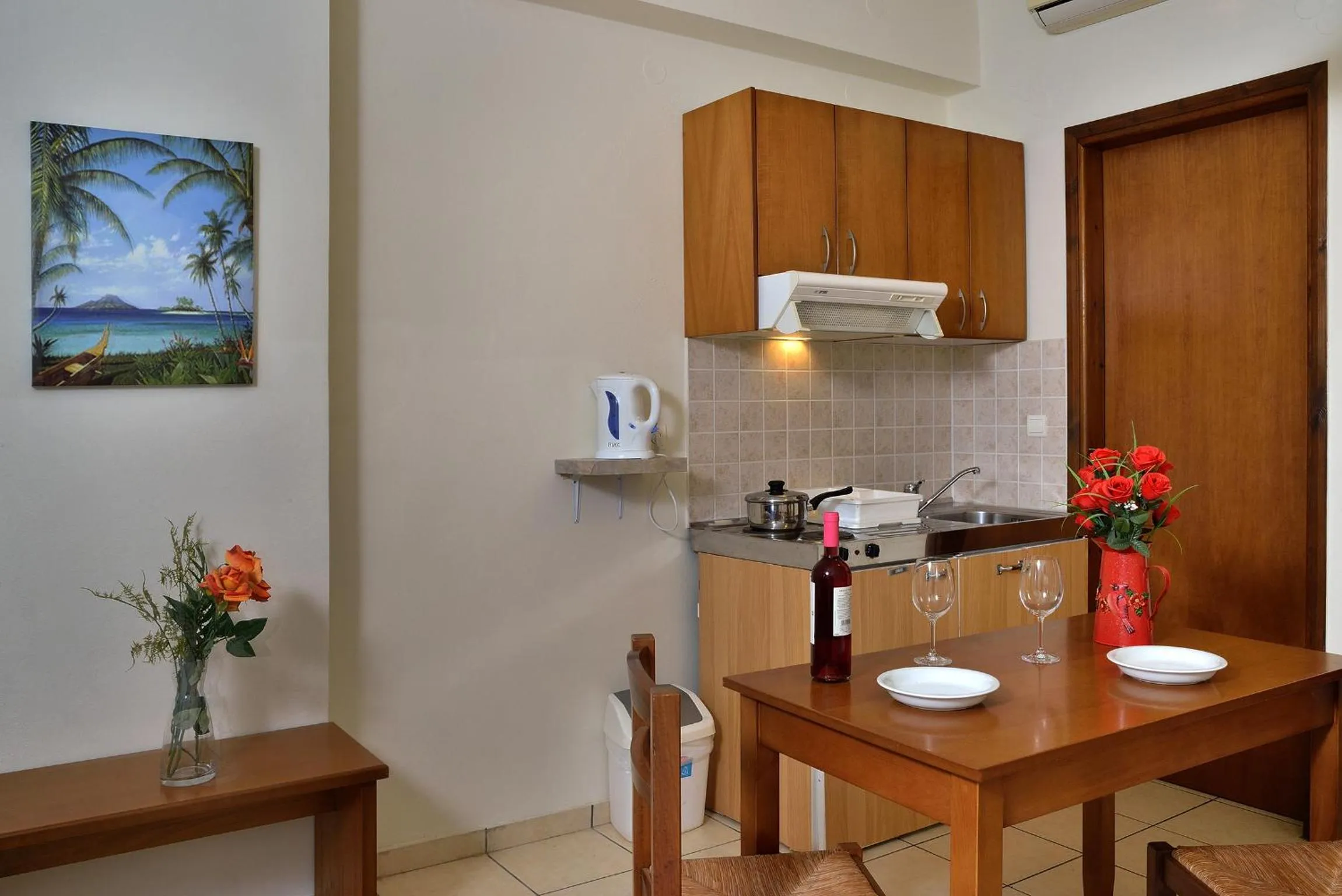 Kitchen or kitchenette in Akatos Hotel