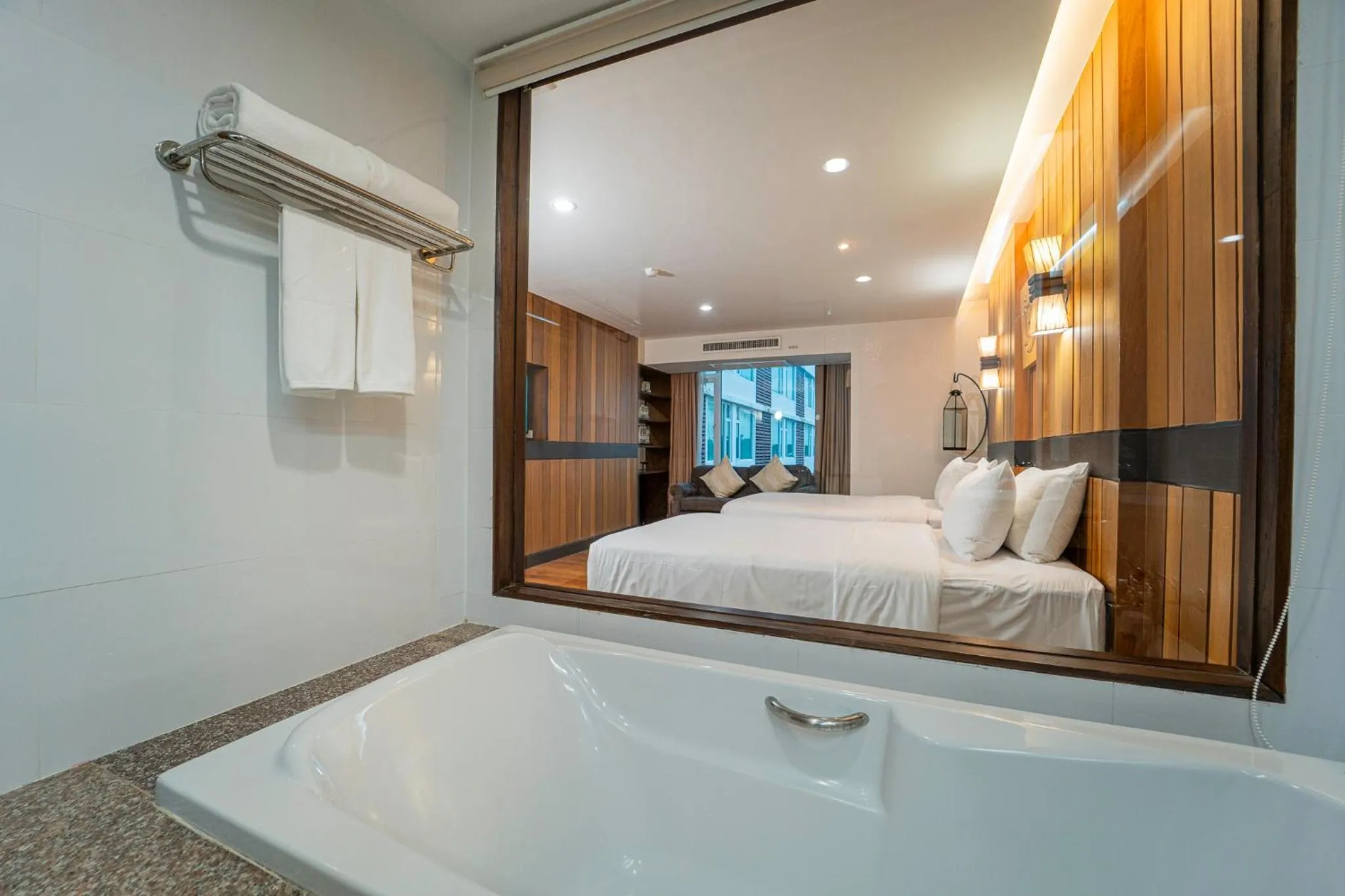 Bathroom, Bed in Khum Phucome Hotel -SHA Extra Plus