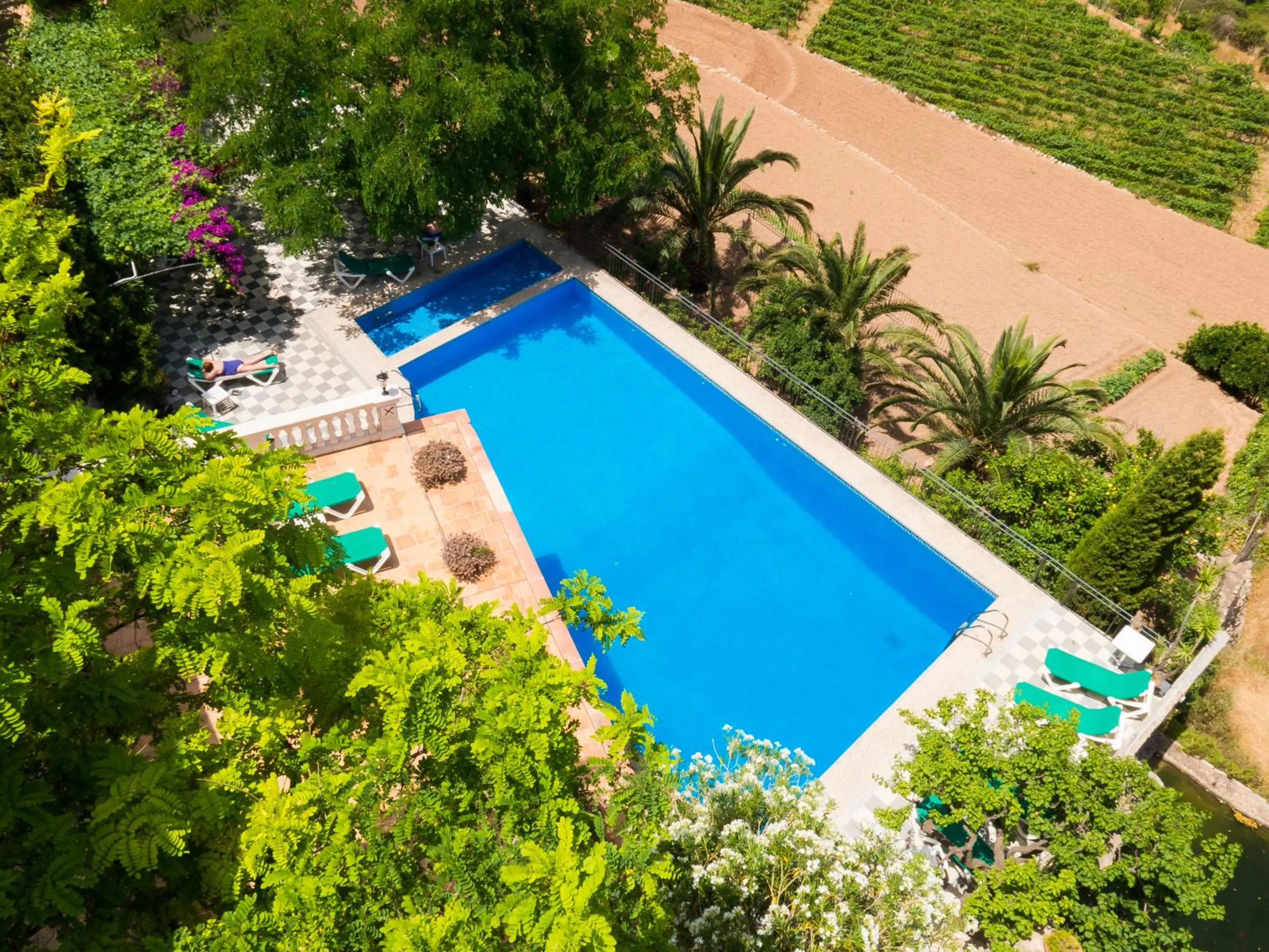 Pool view in Hostal Sa Baronia