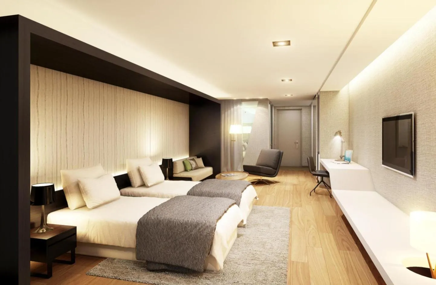 Photo of the whole room, Bed in The Qube Resort Jeju