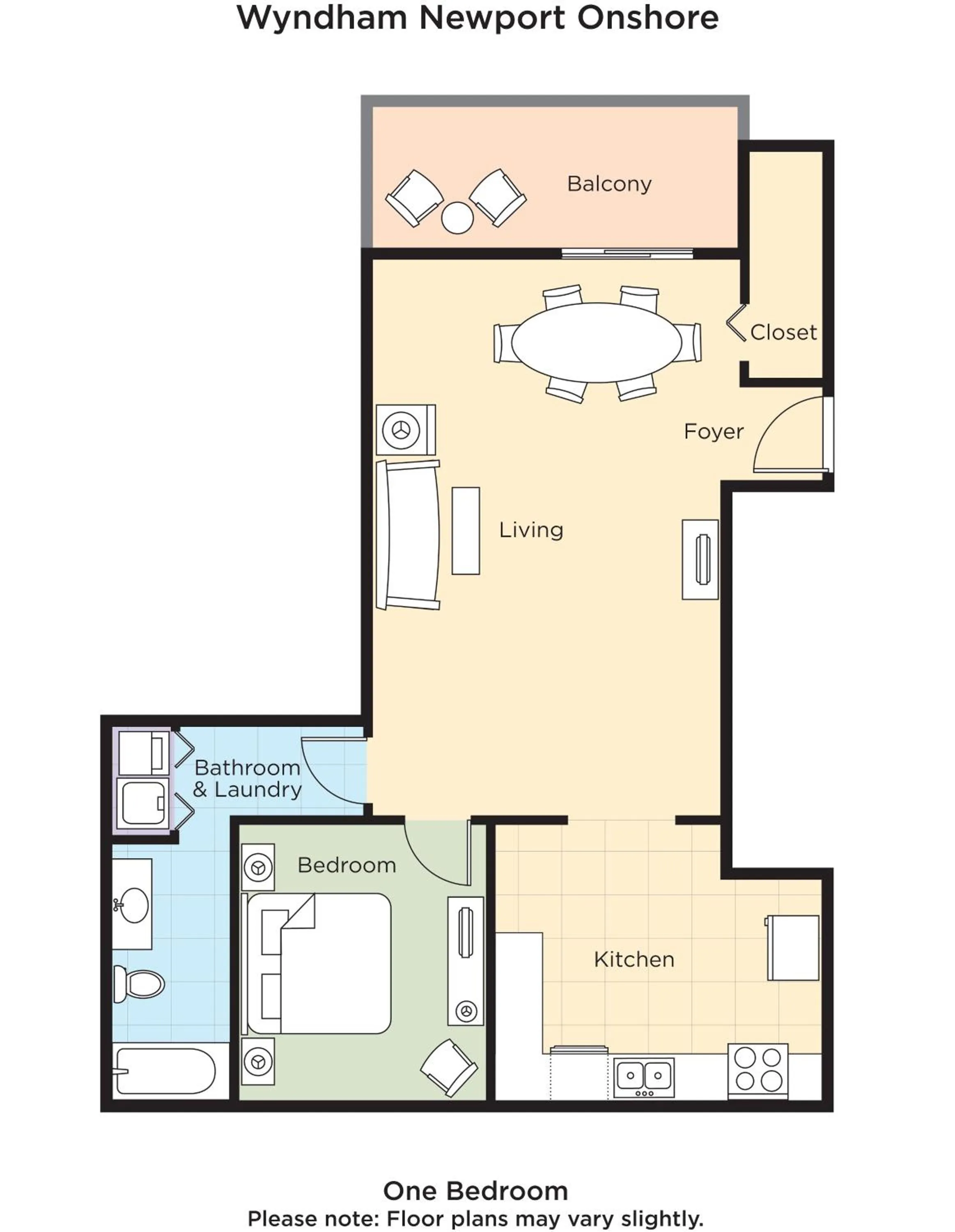 Floor plan in Club Wyndham Newport Onshore