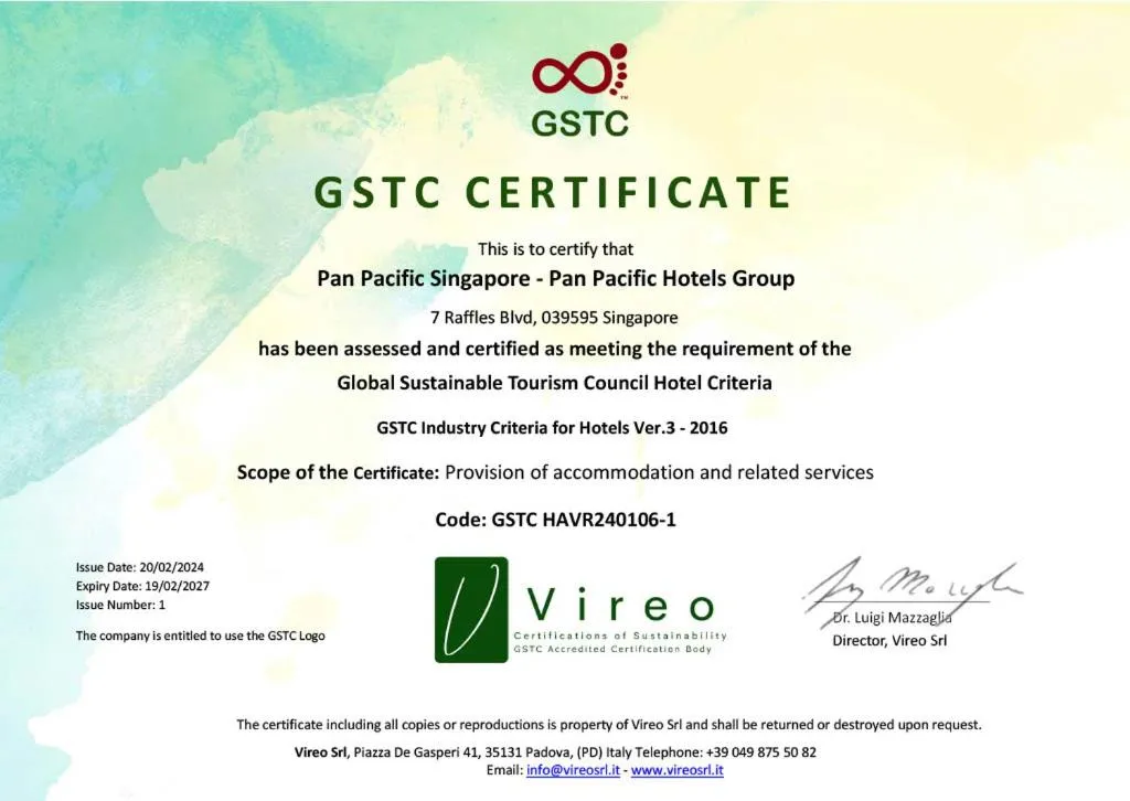 Logo/Certificate/Sign in Pan Pacific Singapore