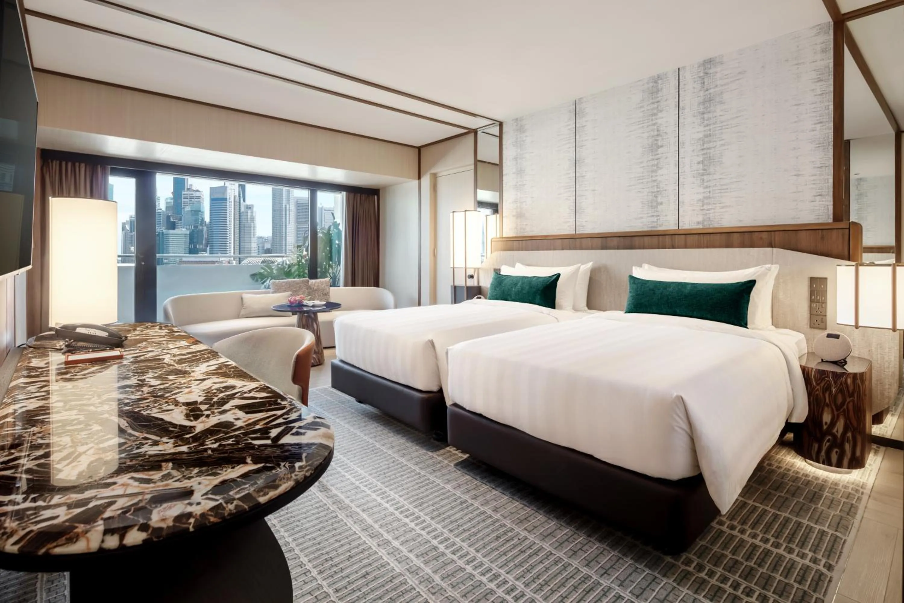 Balcony/Terrace, Bed in Pan Pacific Singapore