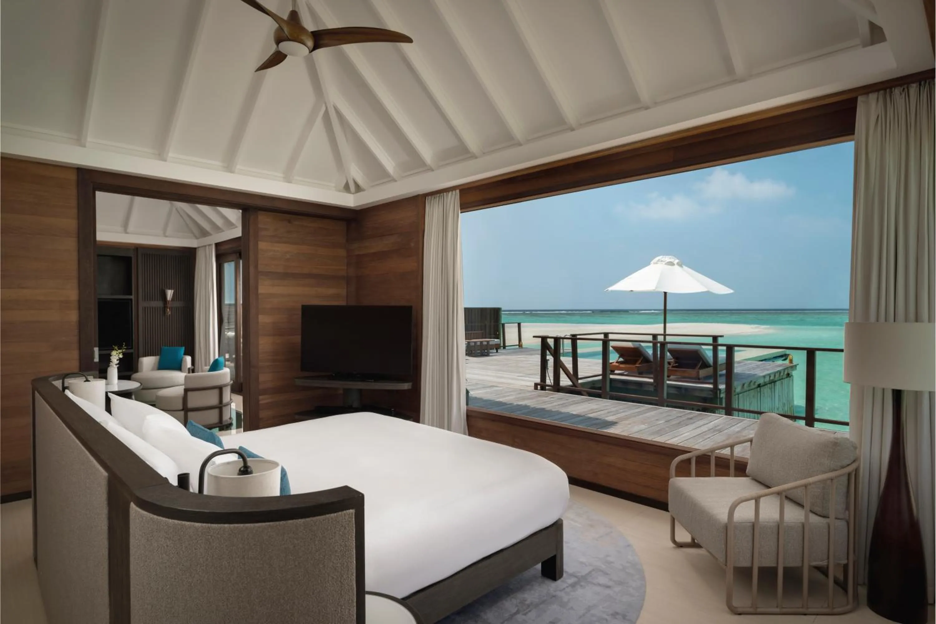 Bed in Conrad Maldives Rangali Island