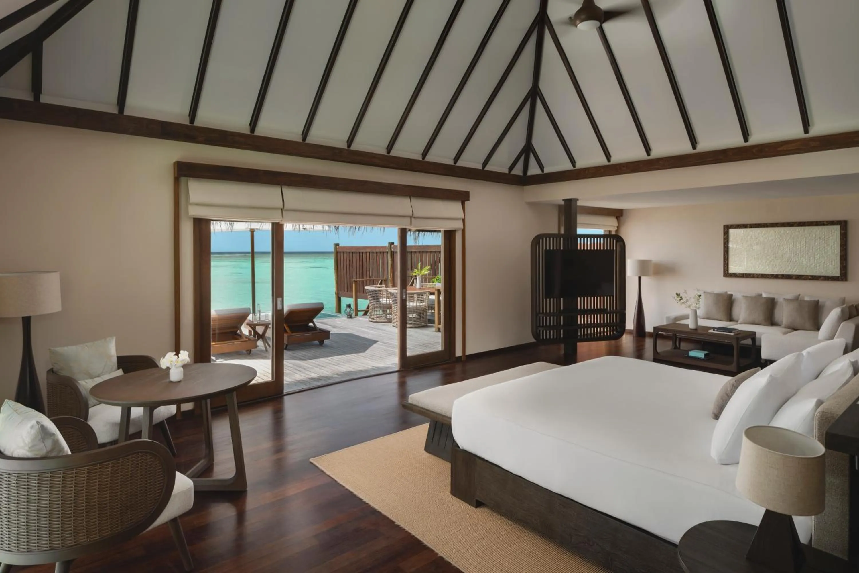 Bed in Conrad Maldives Rangali Island