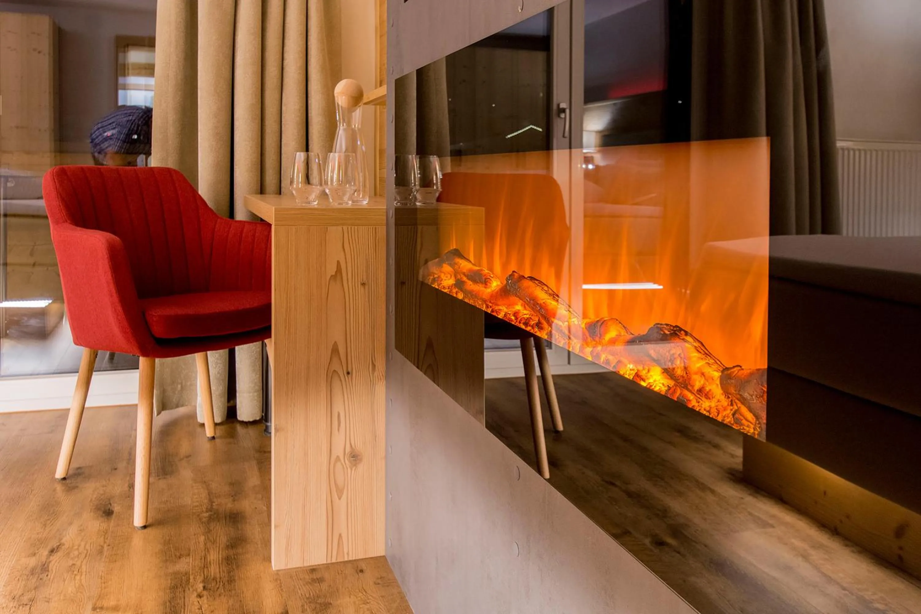 fireplace in Hotel Bergkristall