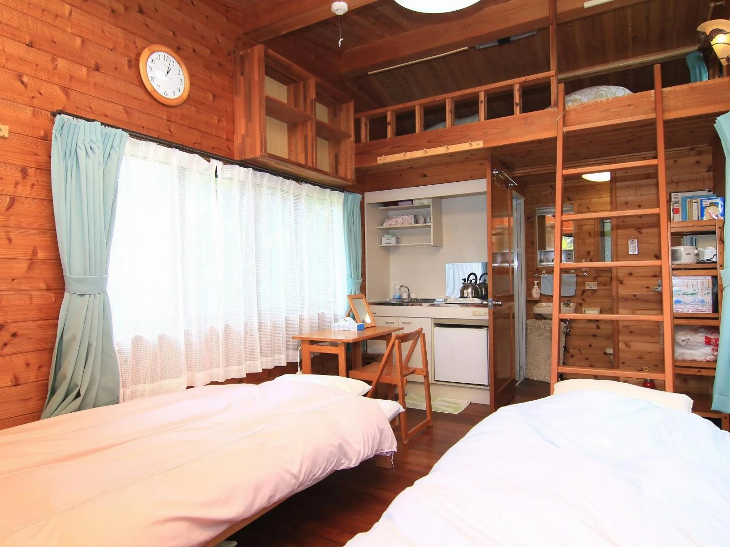 Kitchen or kitchenette, Bed in Yanbaru no mori -SEVEN Hotels and Resorts-