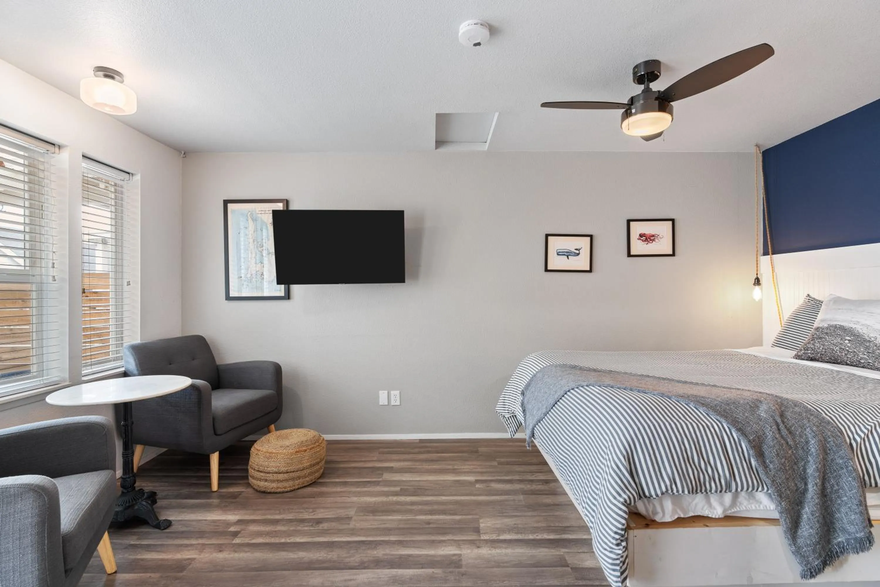 Bed in Boardwalk Cottages