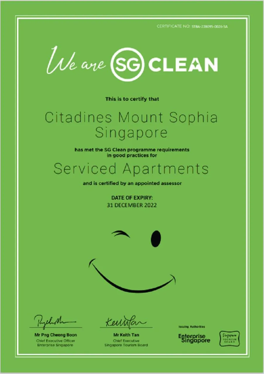 Logo/Certificate/Sign in Citadines Mount Sophia Singapore
