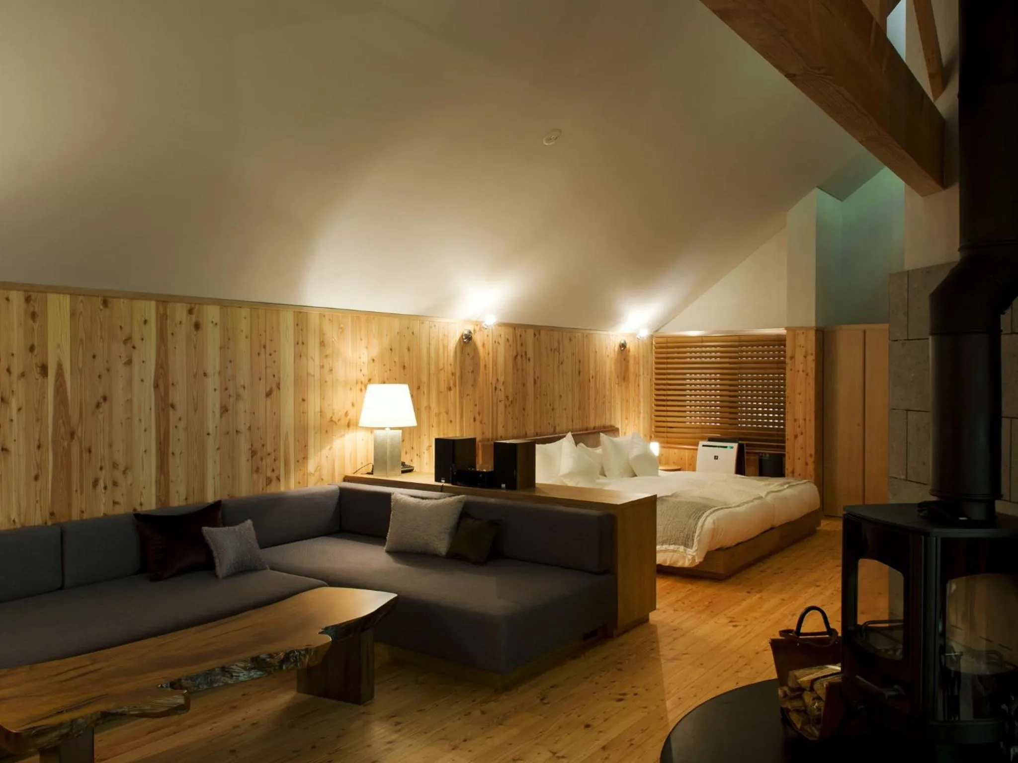 Living room, Bed in Hakone Retreat villa 1f