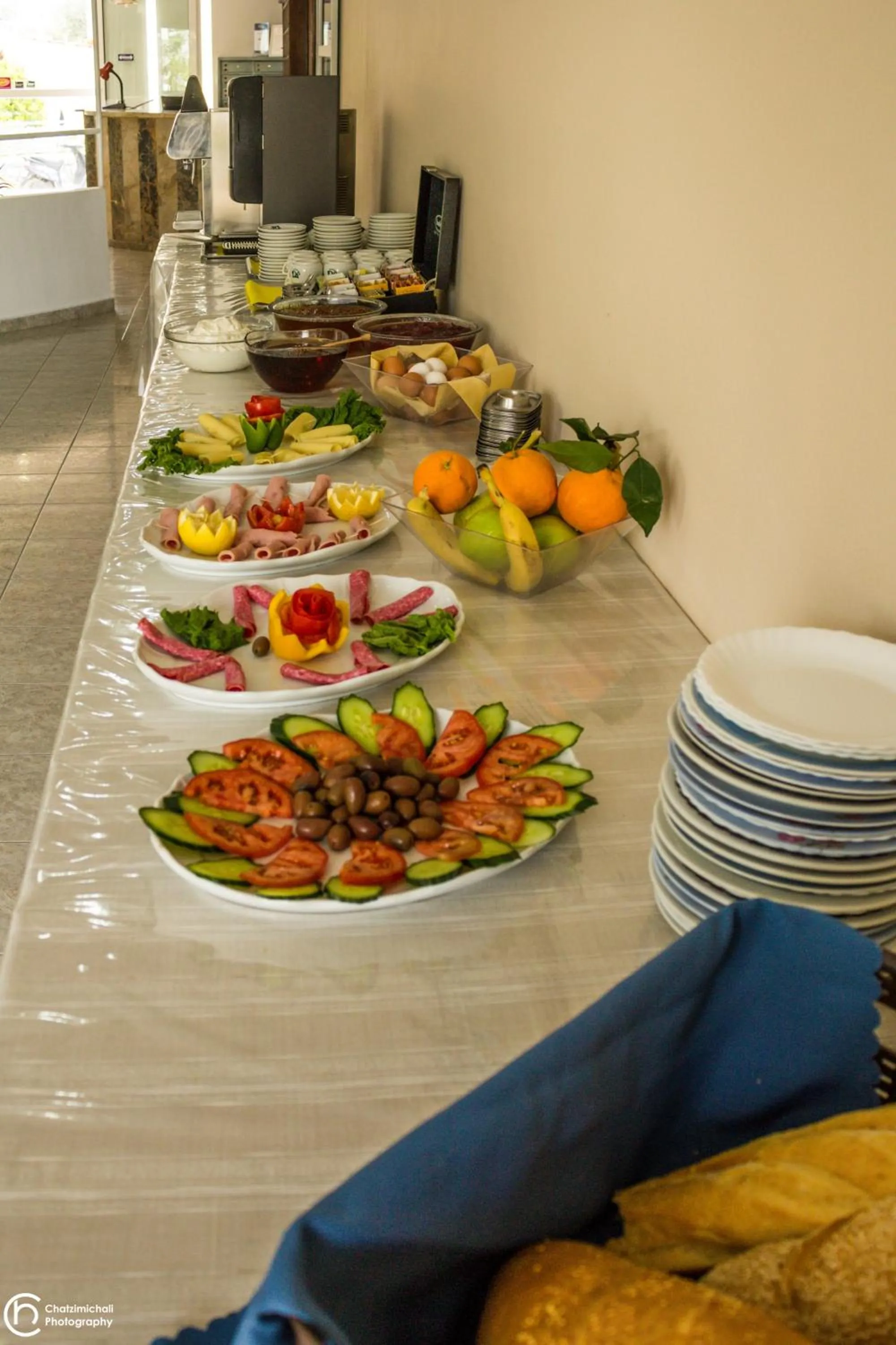 Buffet breakfast in Tsambika Sun Hotel