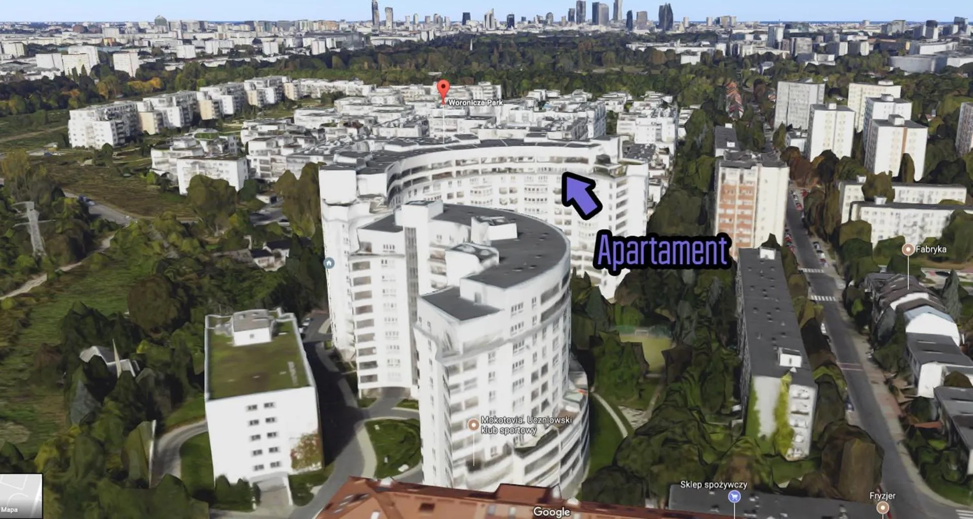 Bird's eye view in Walk distance to mokotow business park