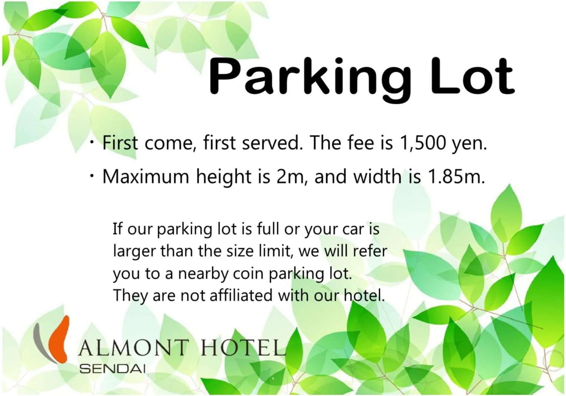 Parking in Almont Hotel Sendai