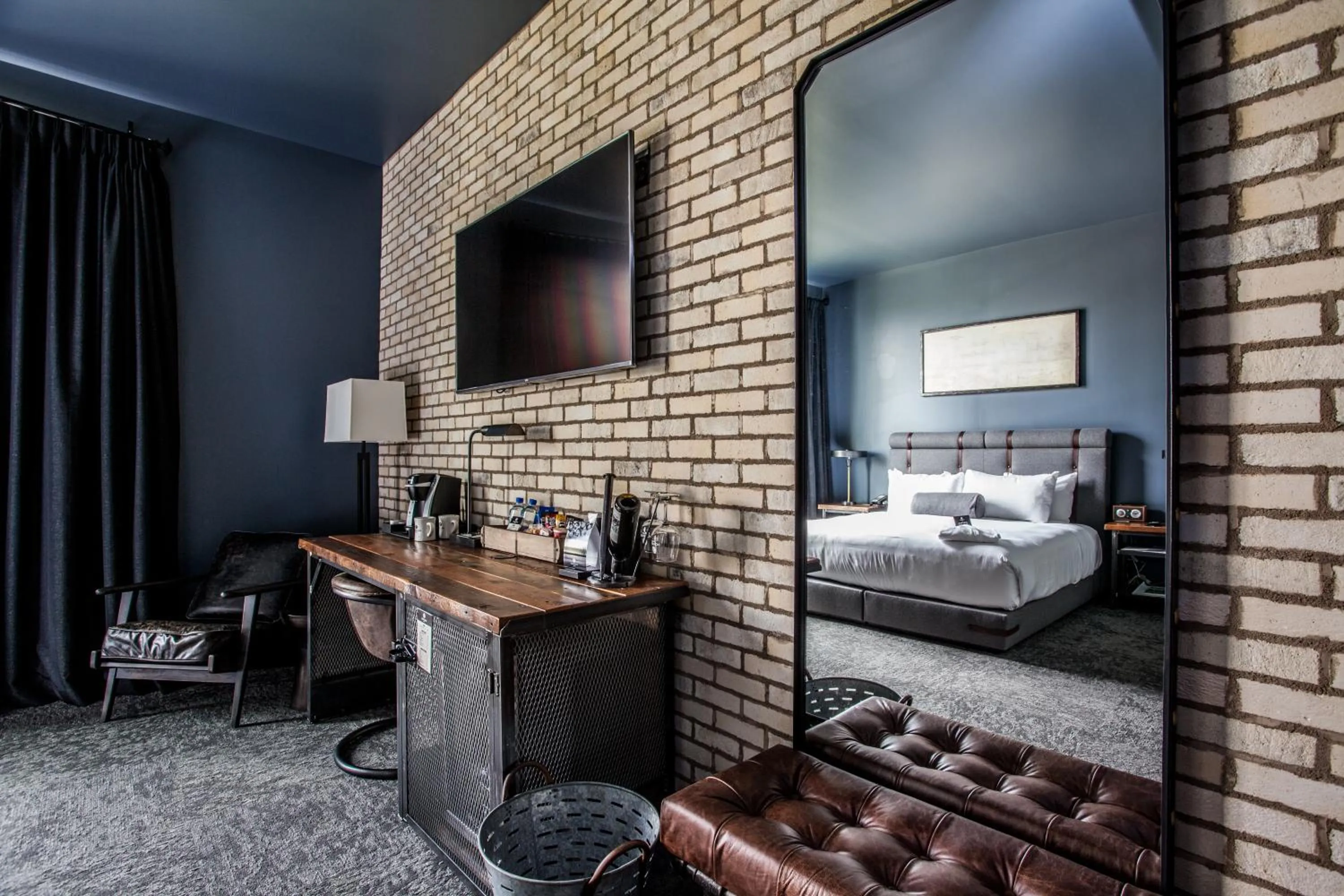 Bed in Ironworks Hotel Indy