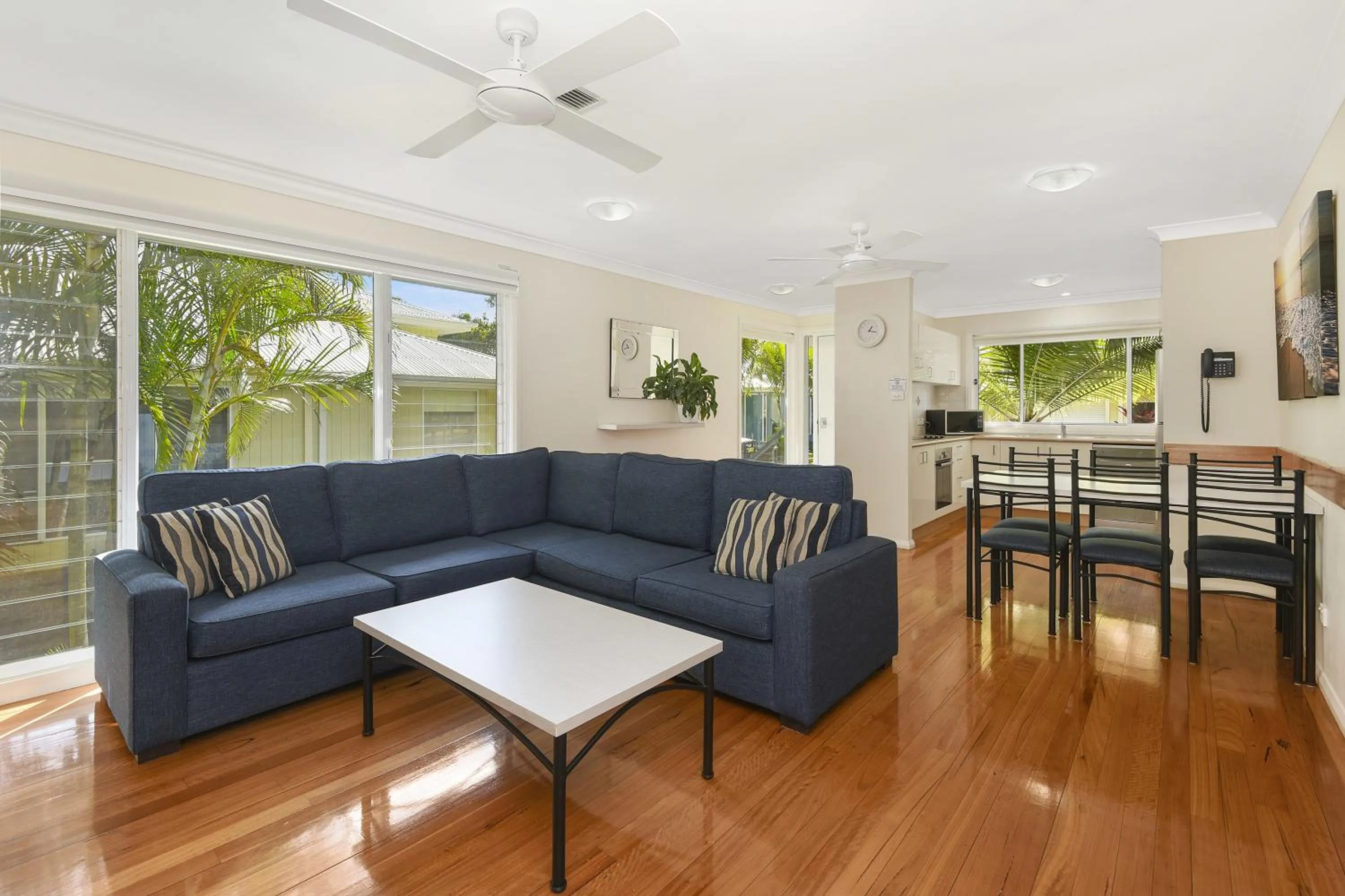 Living room in Flynns on Surf Beach Villas