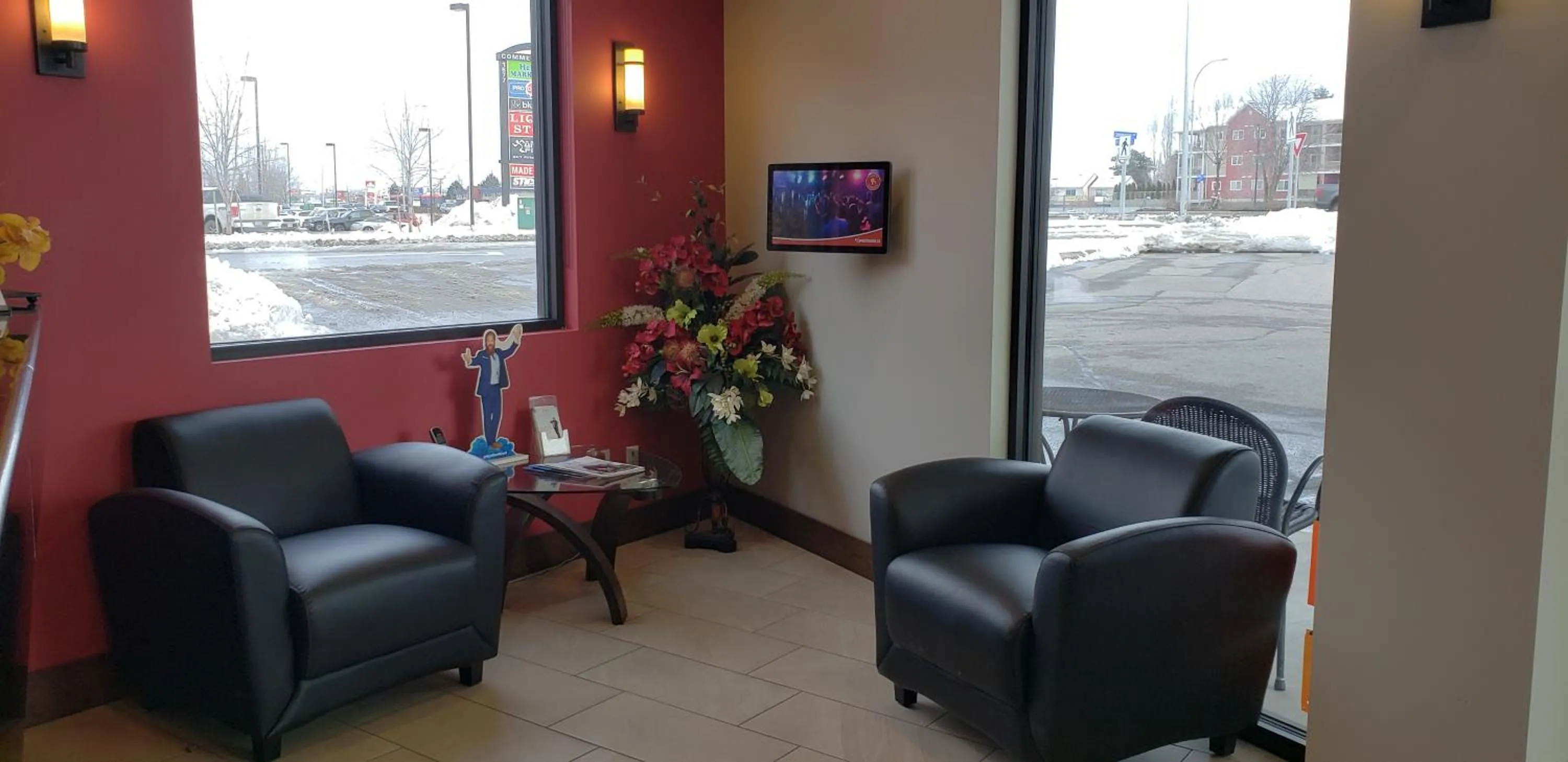 Seating area in Super 8 by Wyndham Kelowna BC