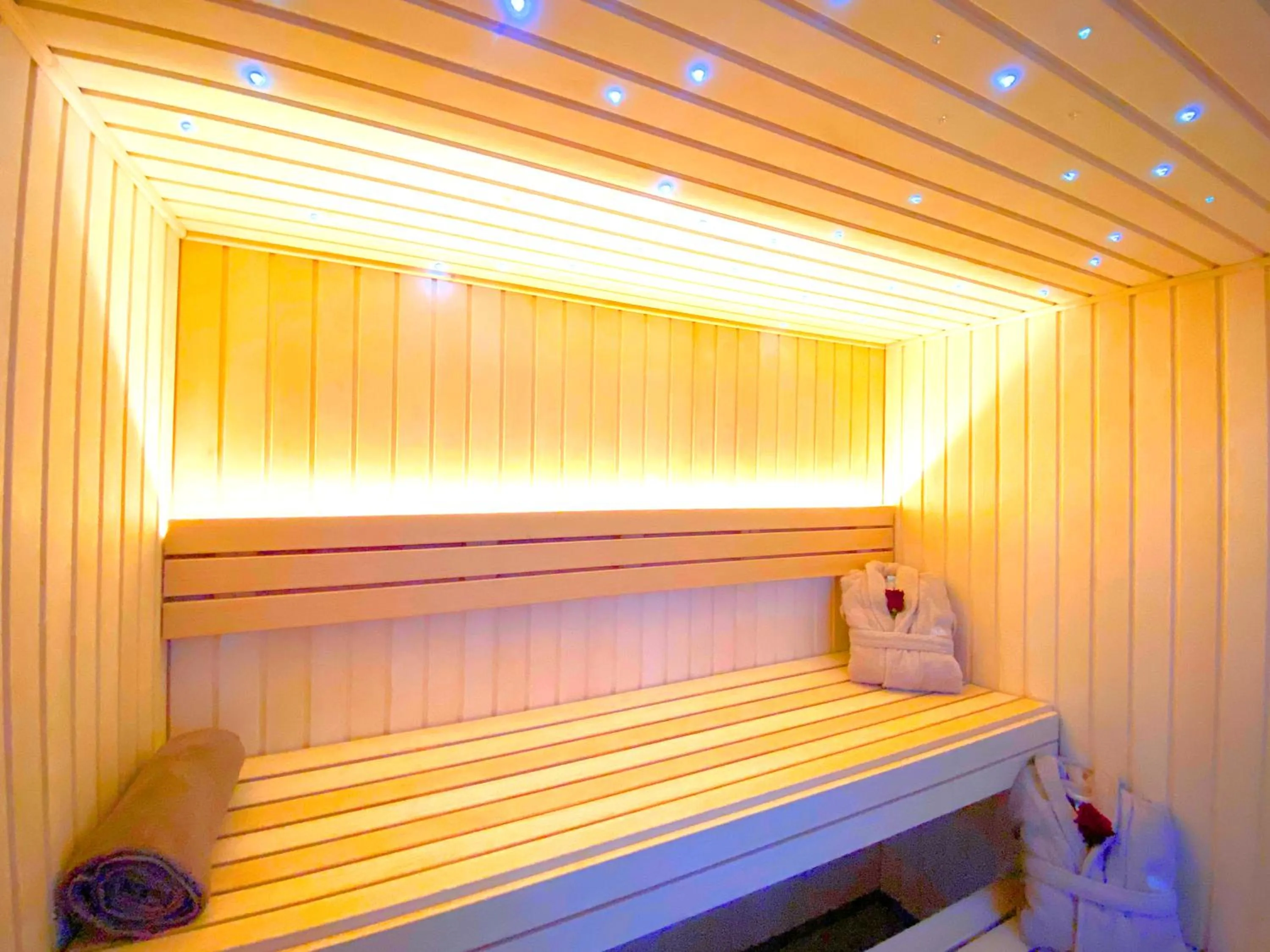 Sauna, Bed in Brit Hotel Piscine & Spa - Fougères