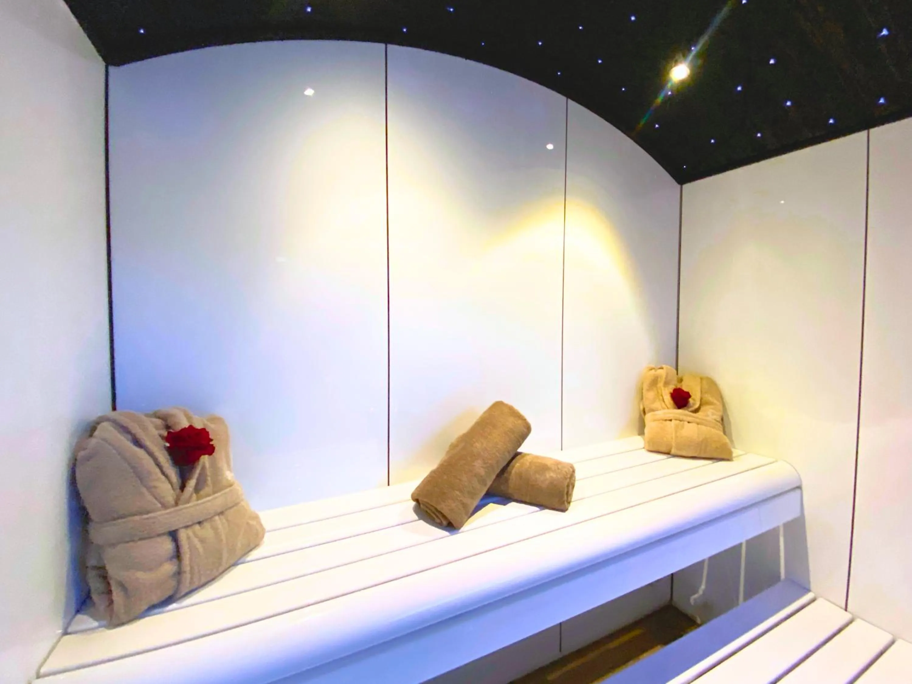 Steam room, Bed in Brit Hotel Piscine & Spa - Fougères