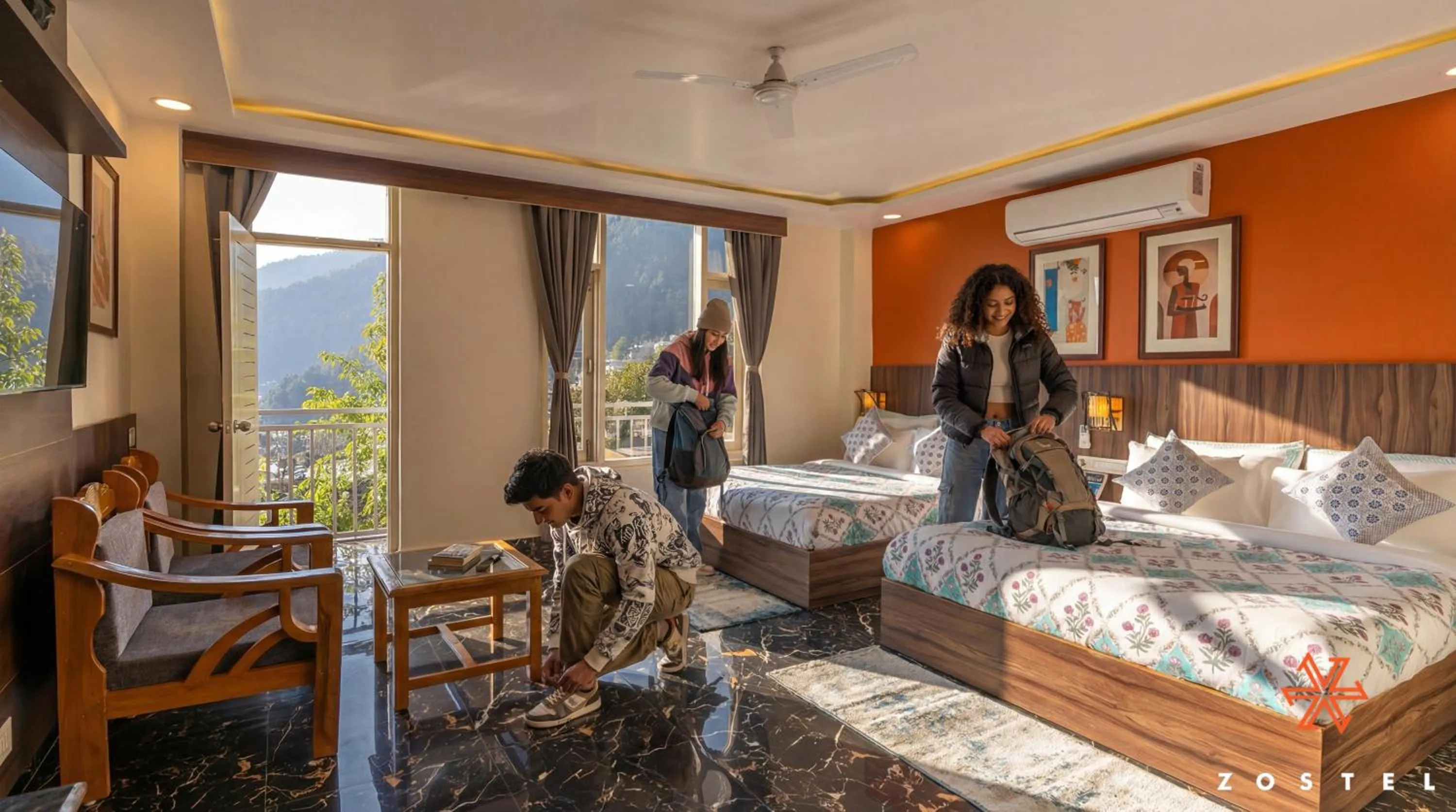 group of guests in Zostel Dharamkot