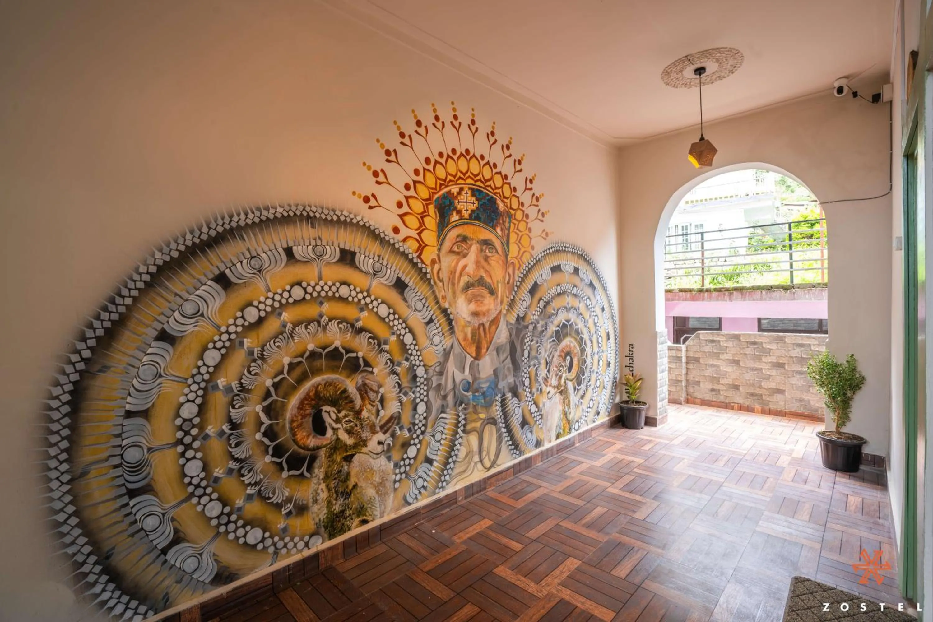 Decorative detail in Zostel Dharamkot