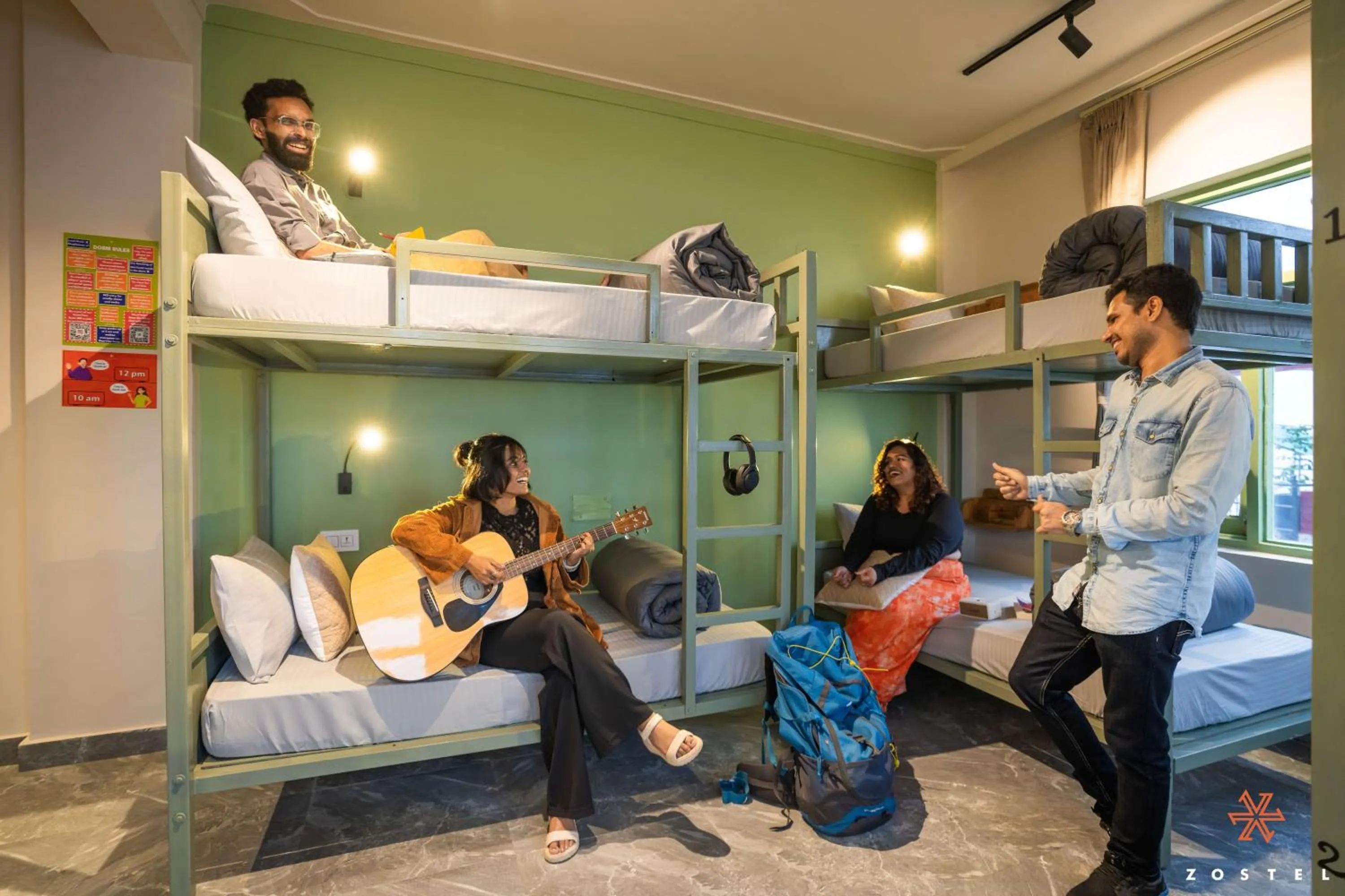 Bed in Zostel Dharamkot