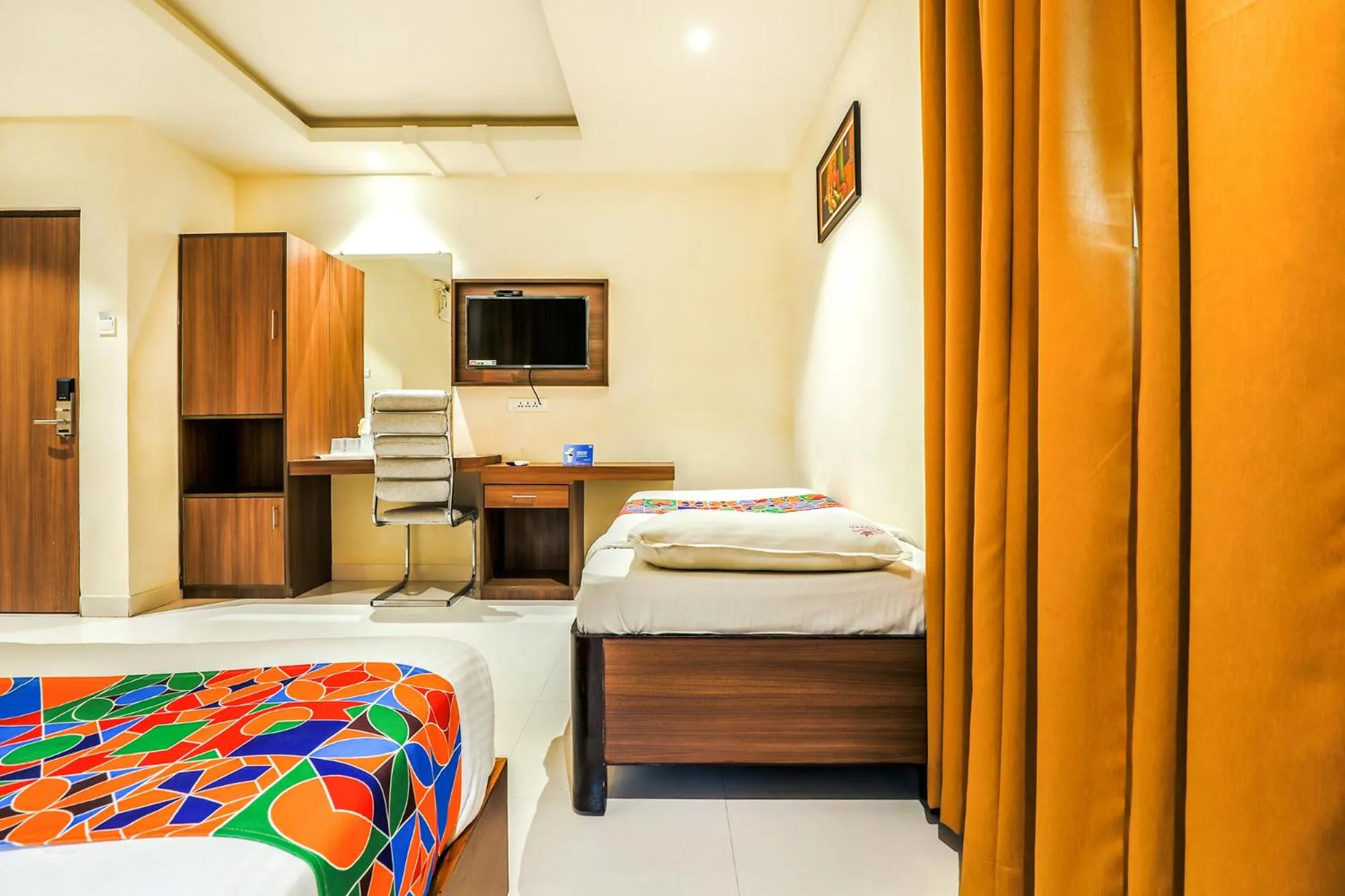 Bedroom, Bed in FabHotel RR Grand - Next to Trendset Mall