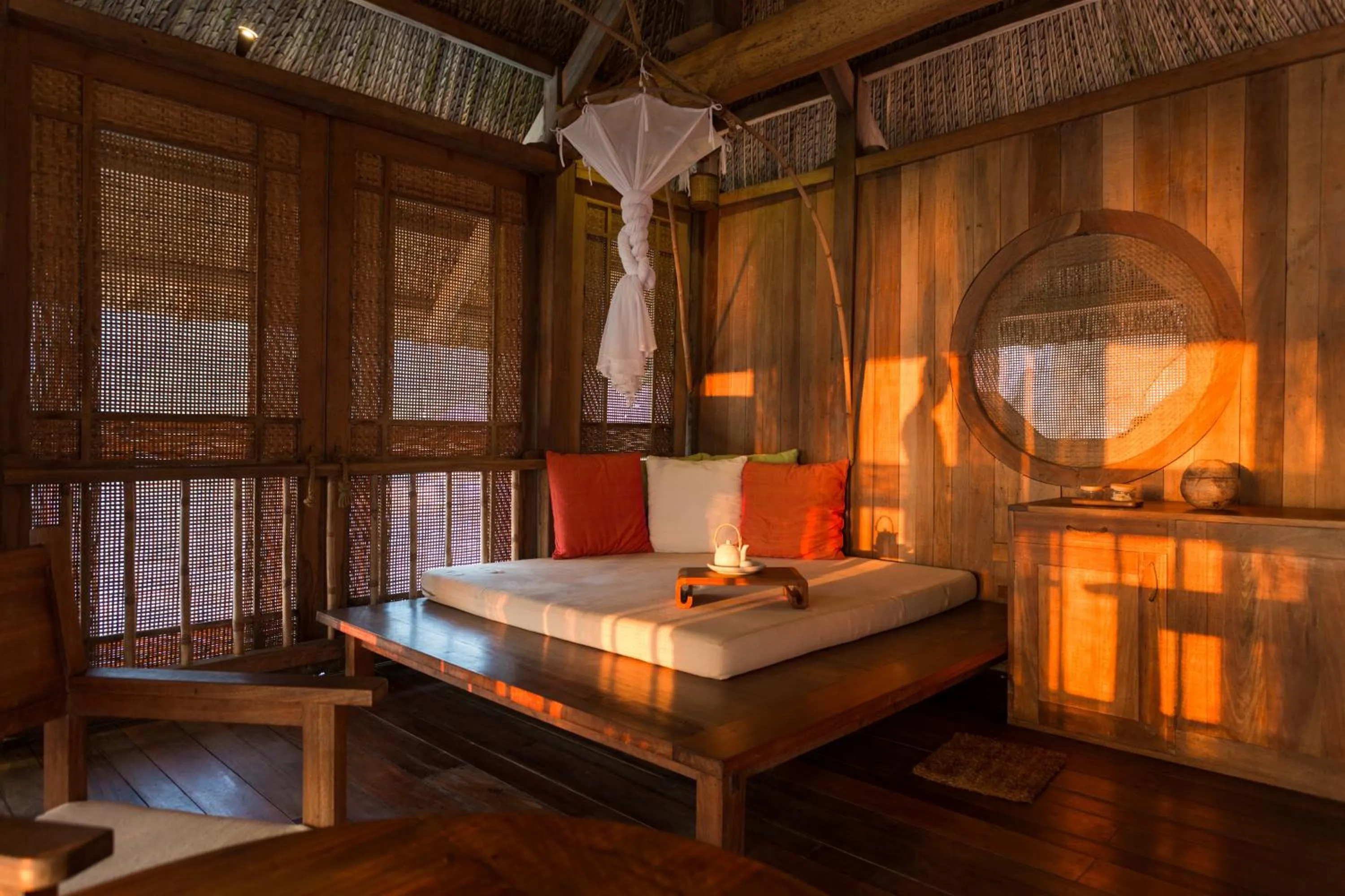 Living room, Bed in Six Senses Ninh Van Bay