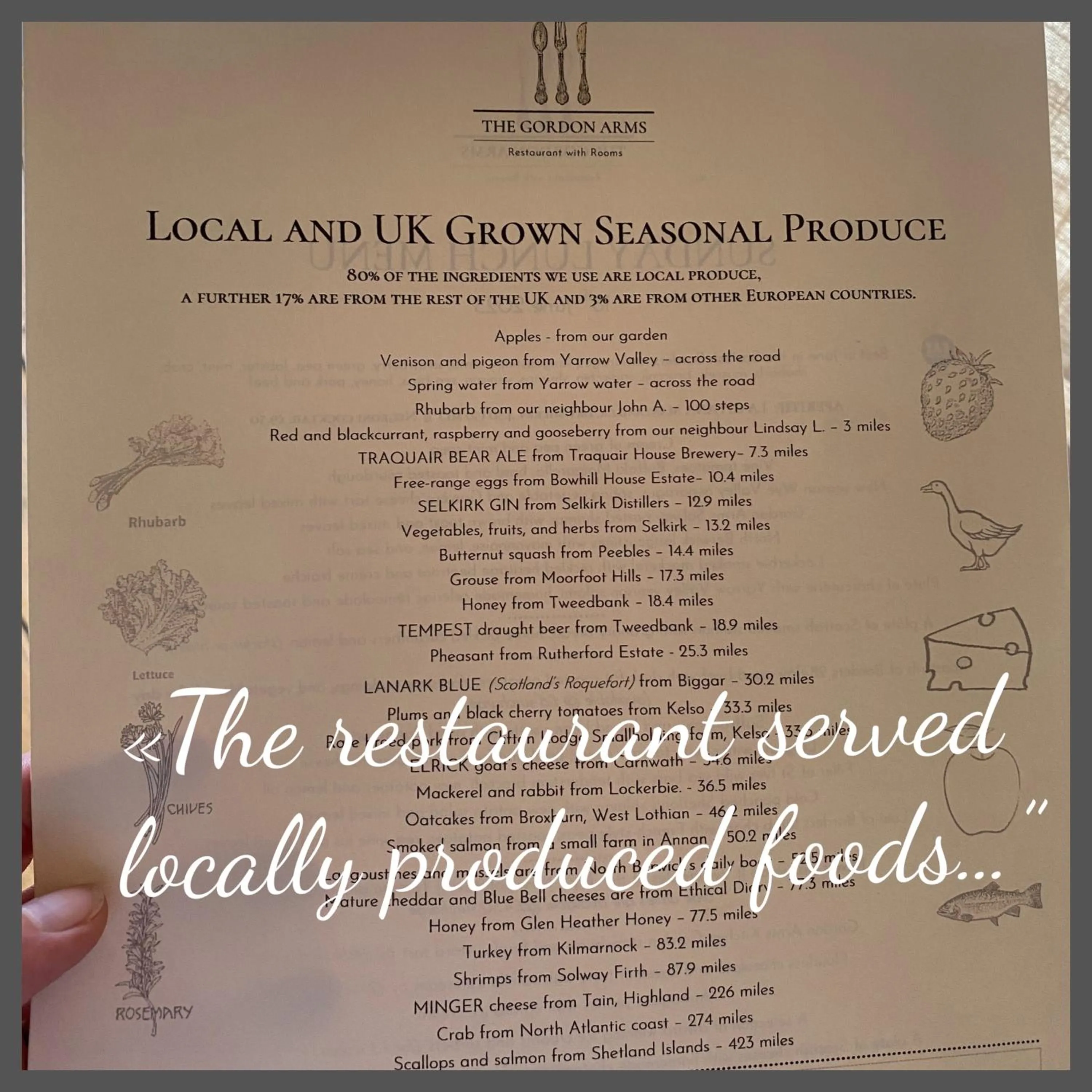 Food in The Gordon Arms Restaurant with Rooms