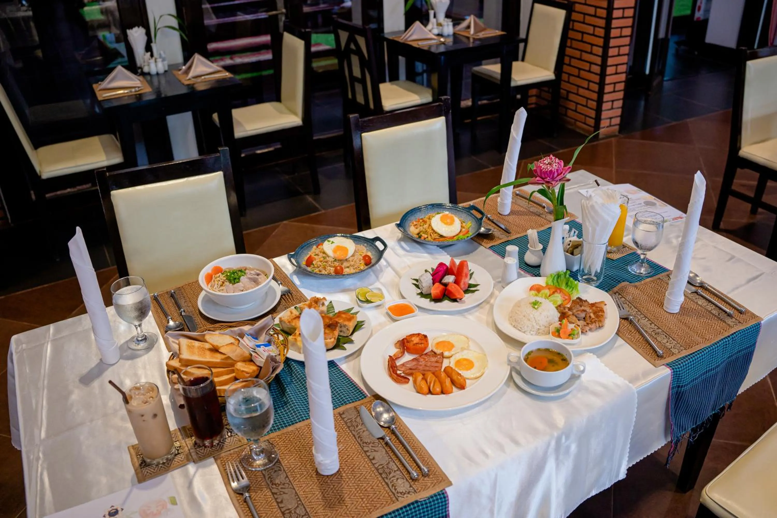 Asian breakfast in Sokchea Angkor Hotel