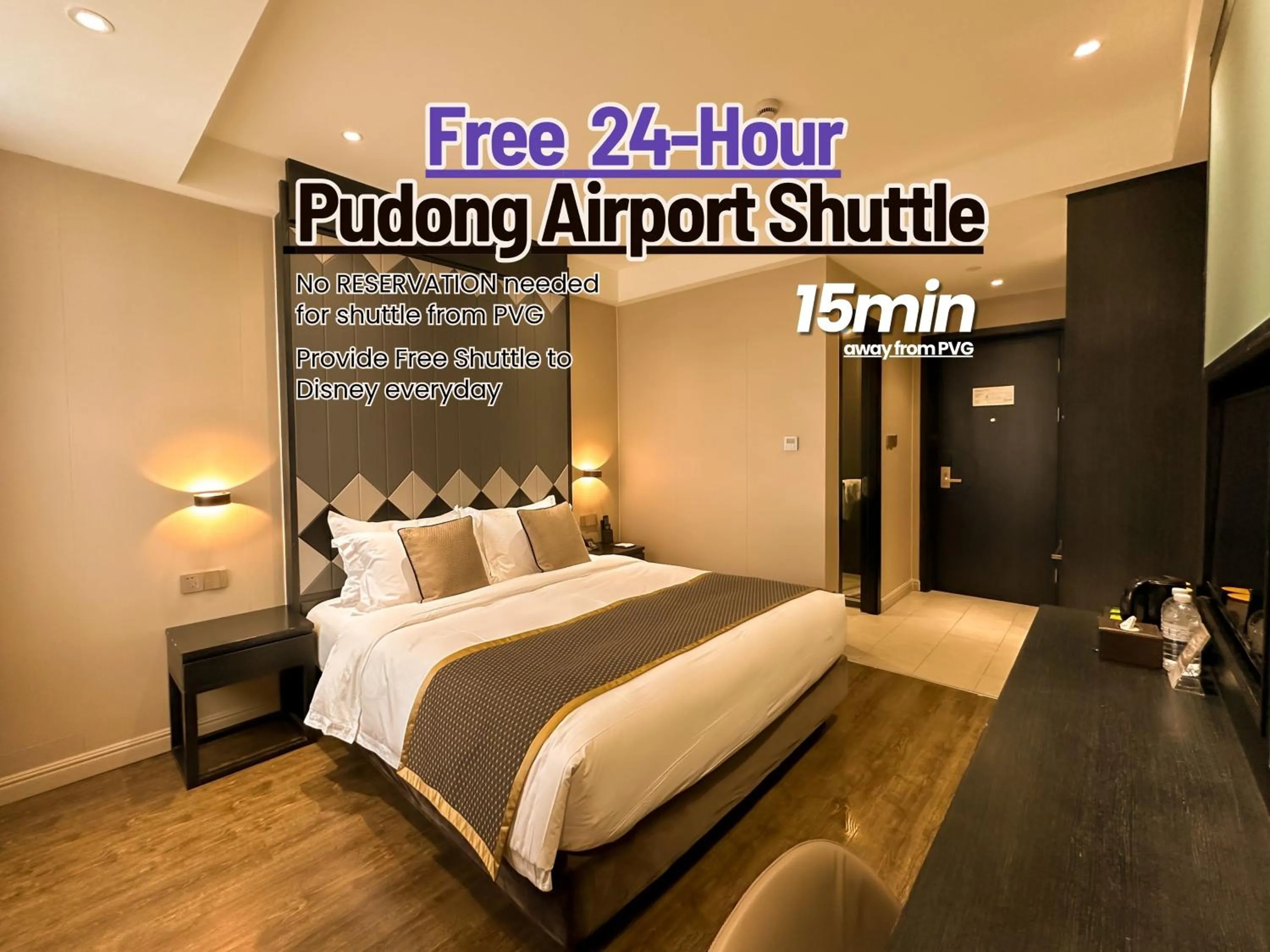 Bed in SHANGHAI-DECO Hotel-Free shuttle bus to Pudong Airport and Disneyland