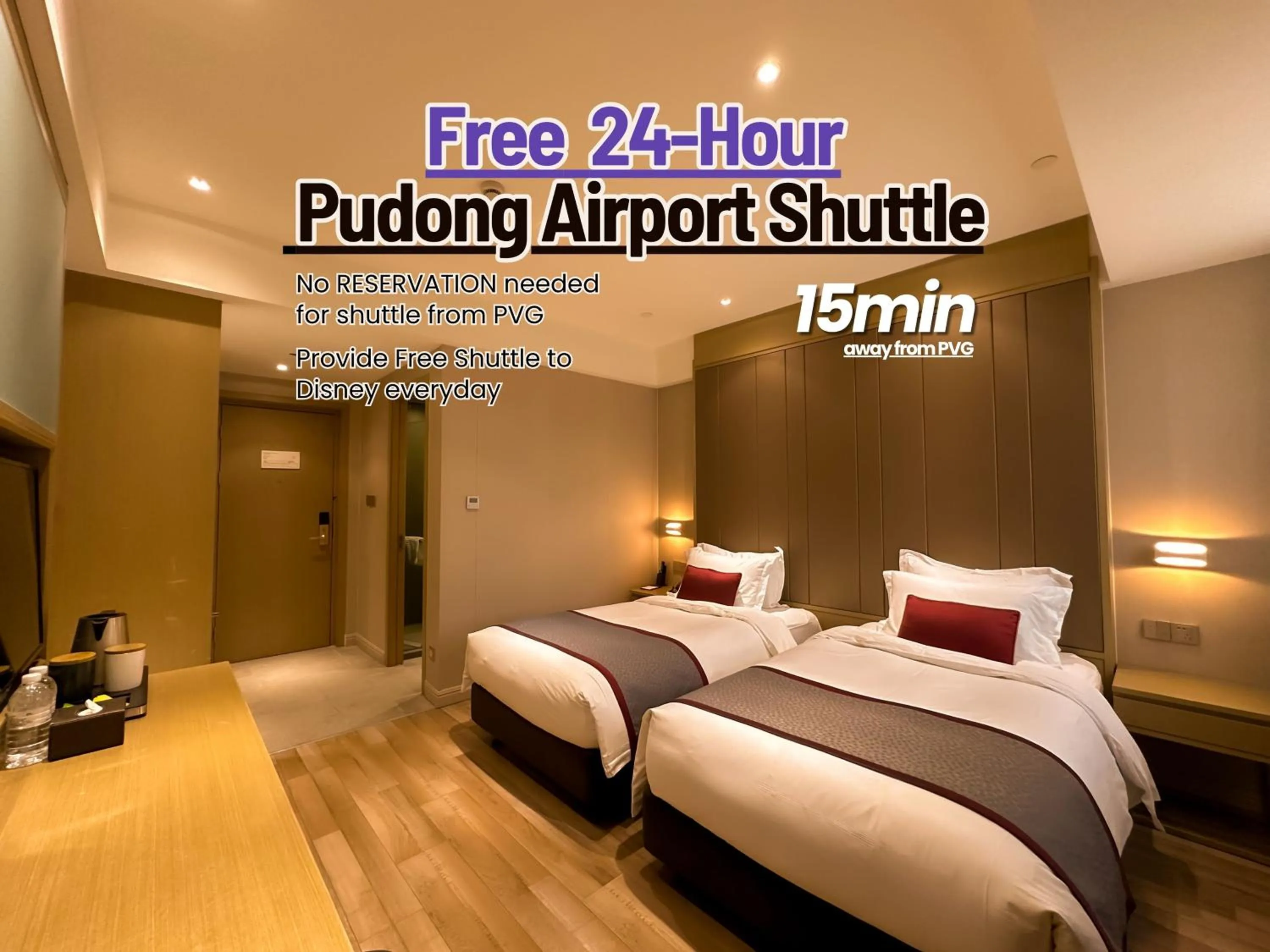 Bed in SHANGHAI-DECO Hotel-Free shuttle bus to Pudong Airport and Disneyland