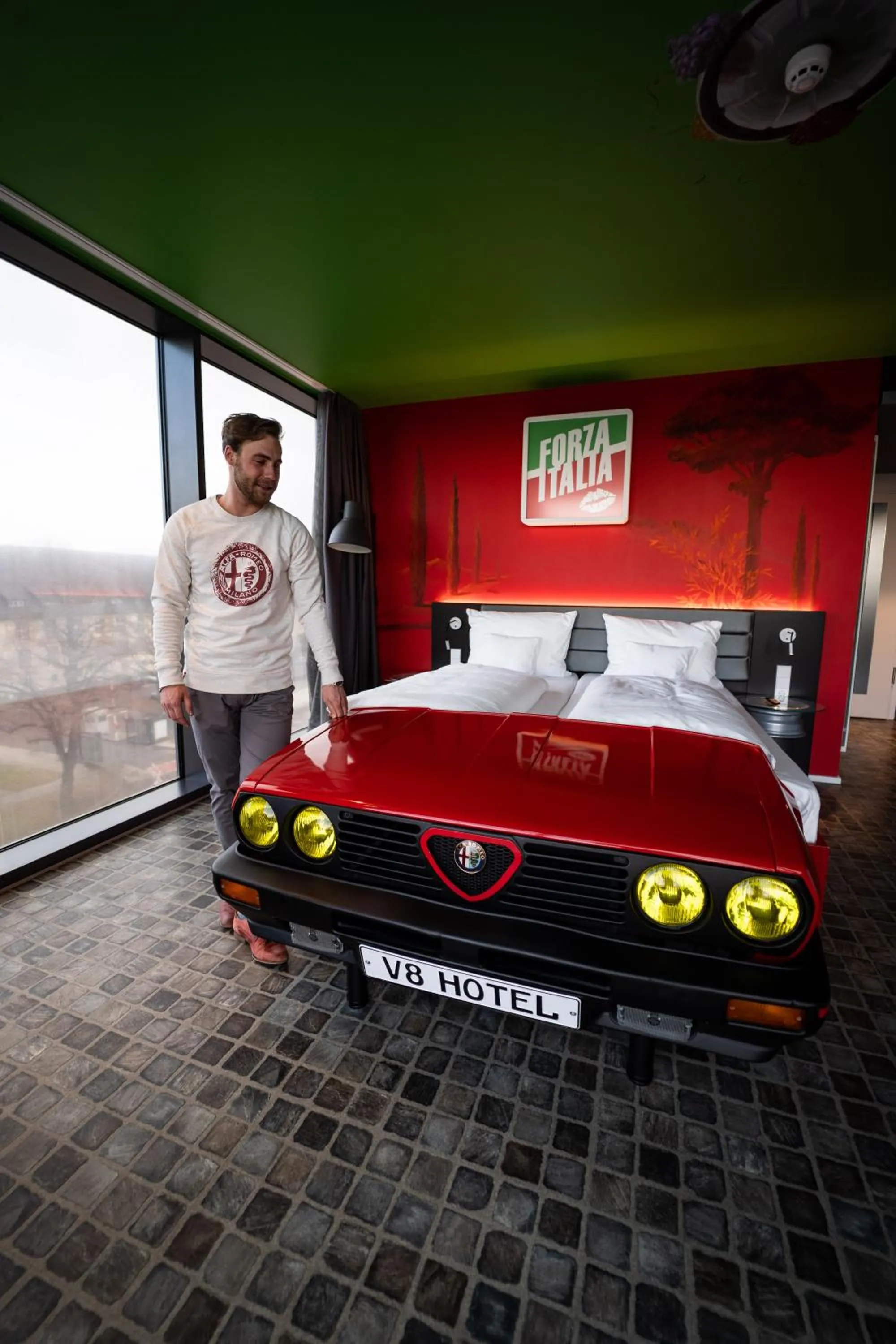 Bed in V8 HOTEL Motorworld Region Stuttgart