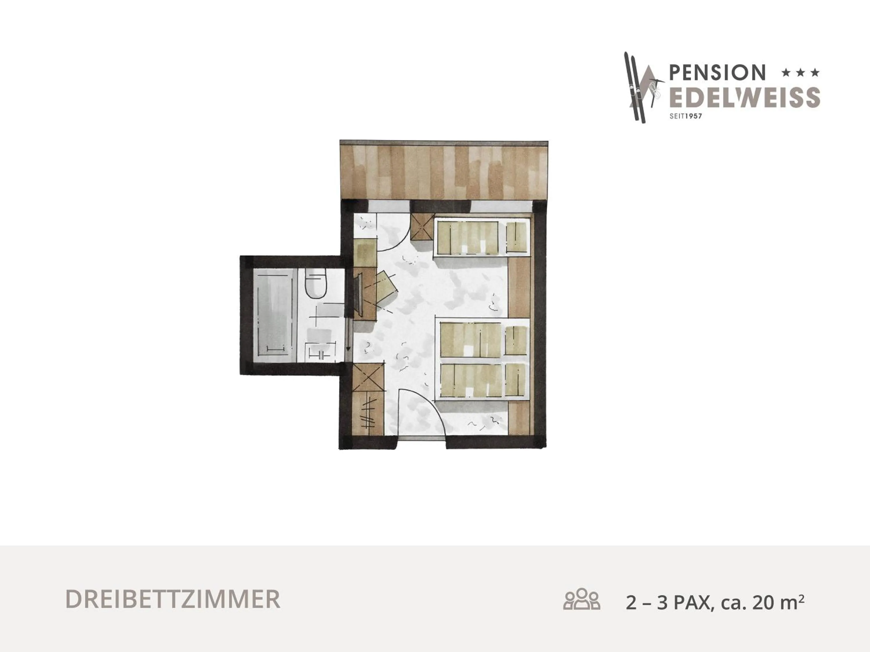 Photo of the whole room in Pension Edelweiss