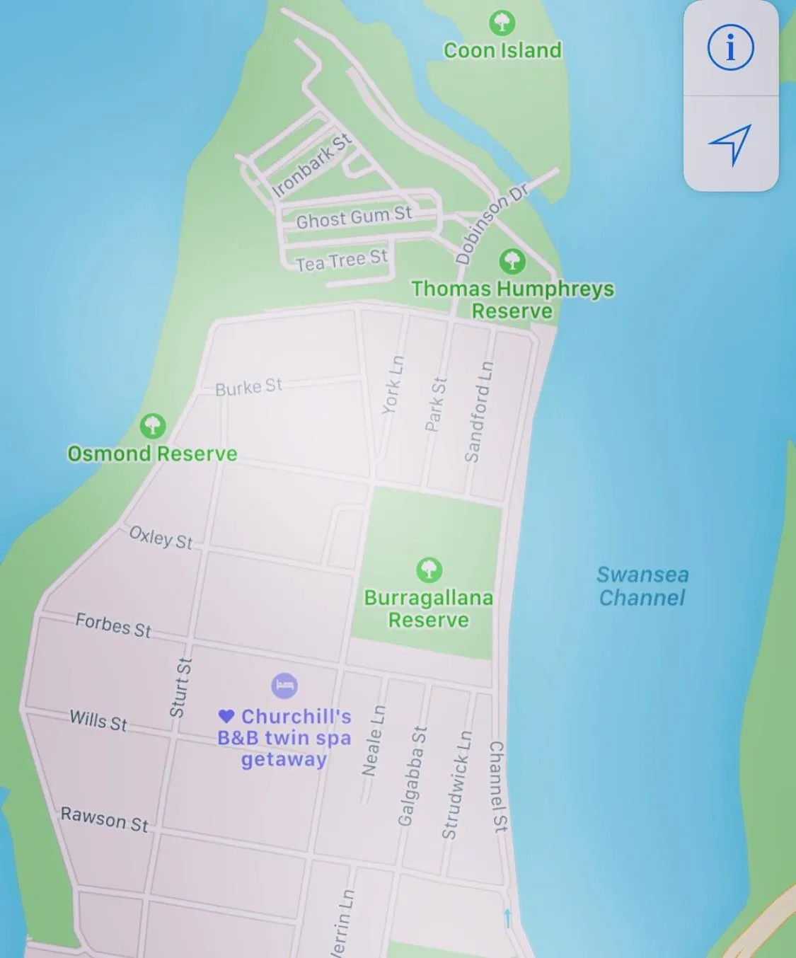 Text overlay in Churchill's B&B twin spa getaway Studio