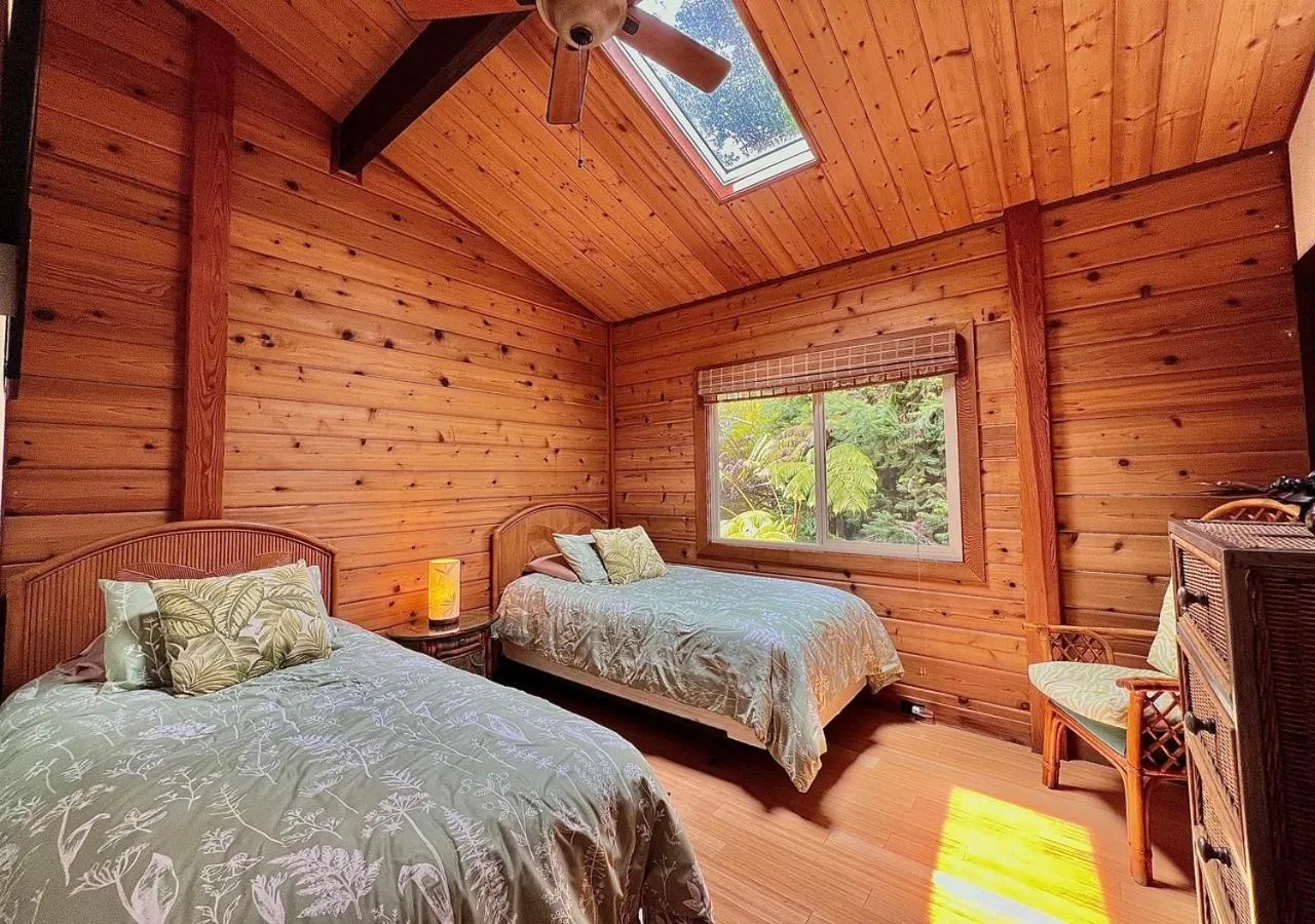 Bed in Volcano Hideaway Cabin as seen on HGTV