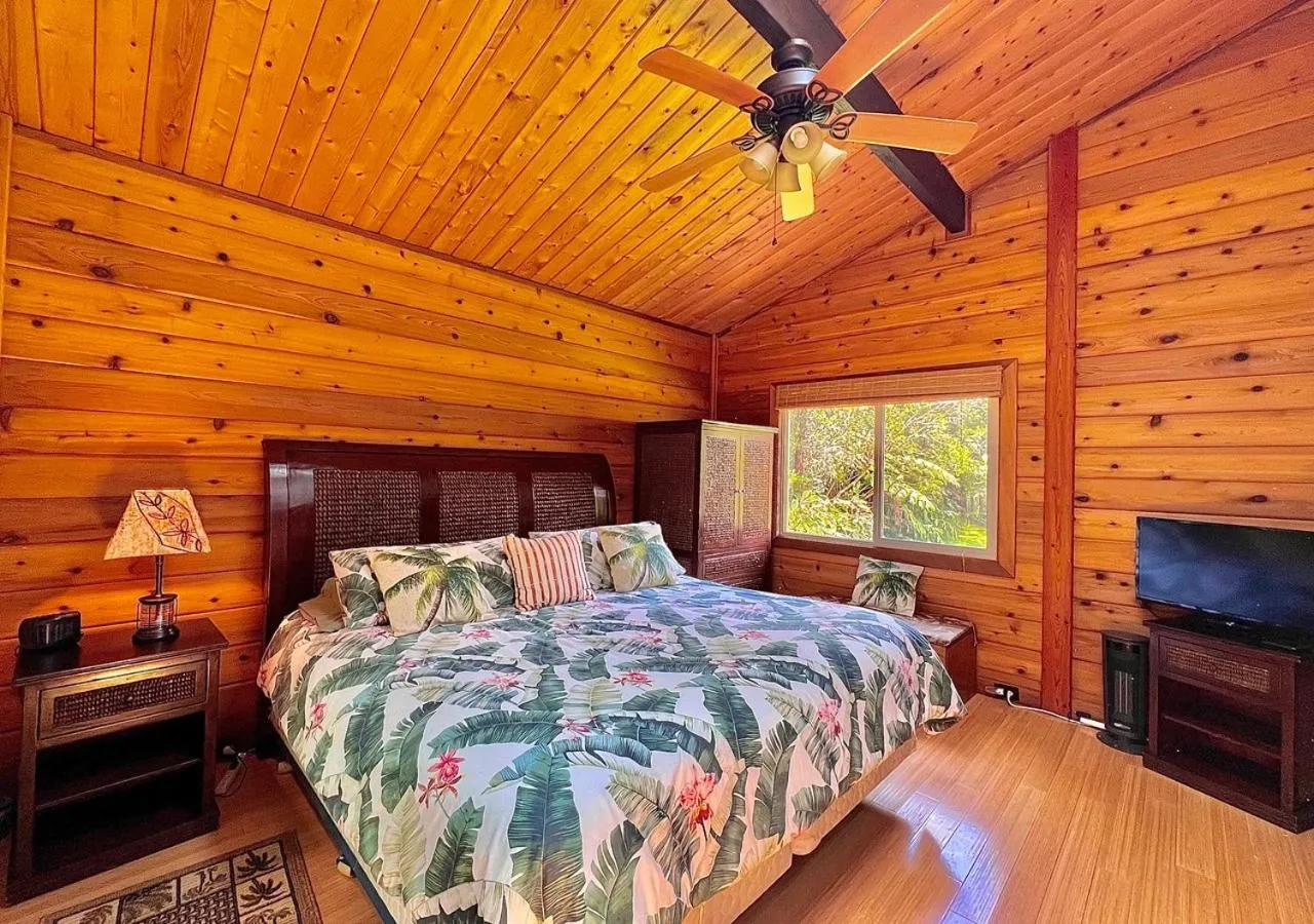 Bed in Volcano Hideaway Cabin as seen on HGTV