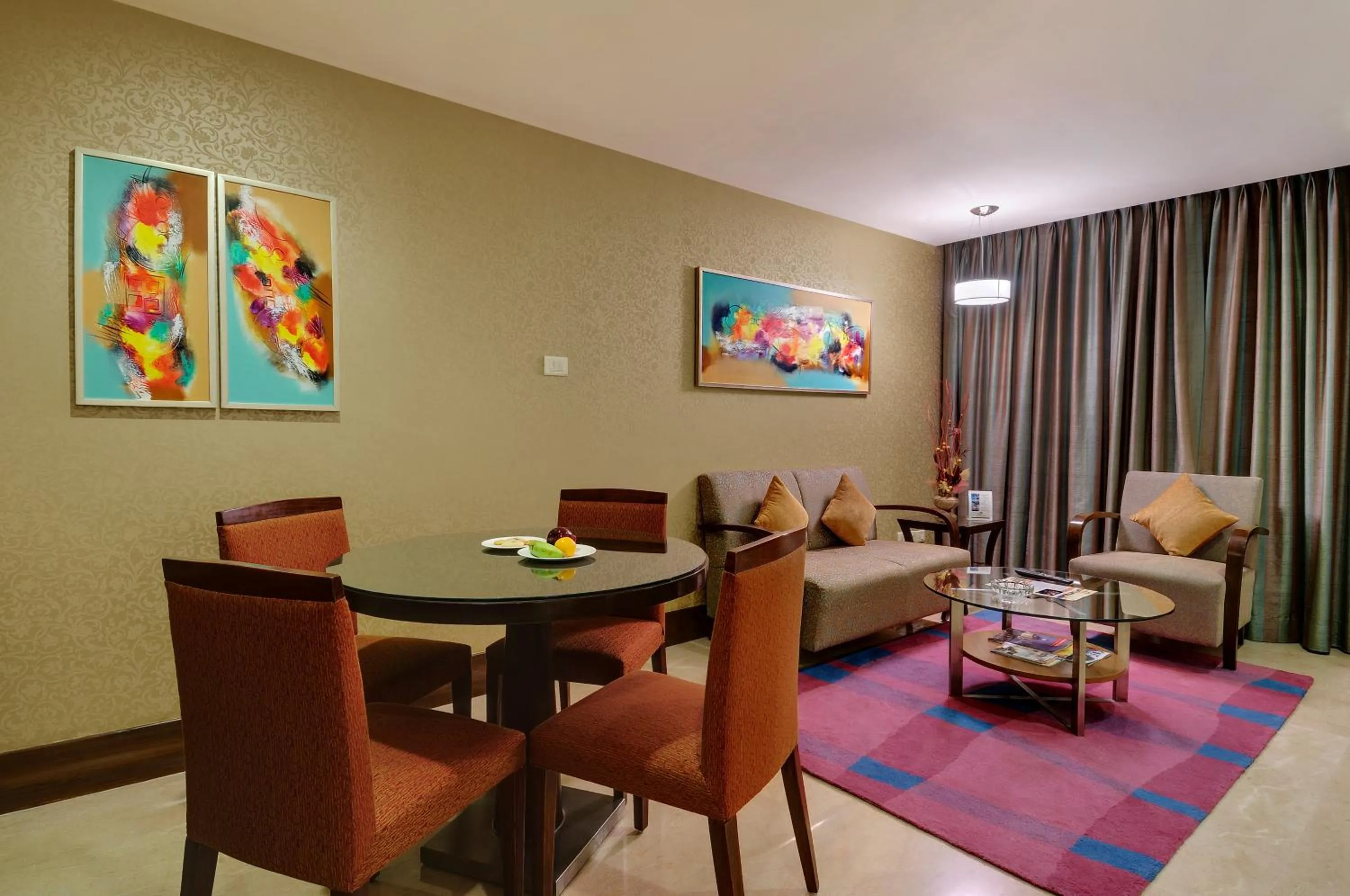 Seating area in Pride Hotel, Chennai