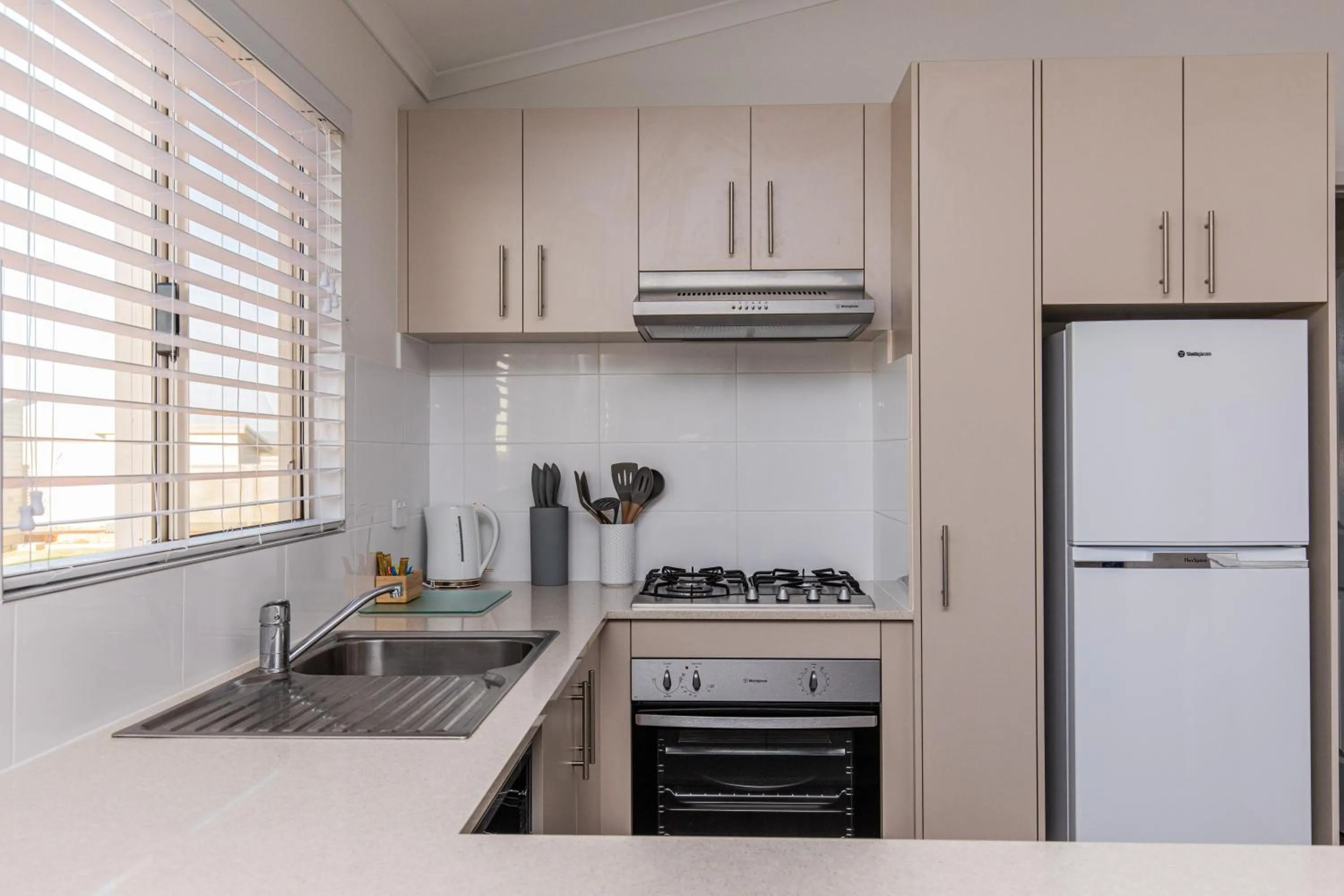 kitchen in Kalbarri Red Bluff Tourist Park