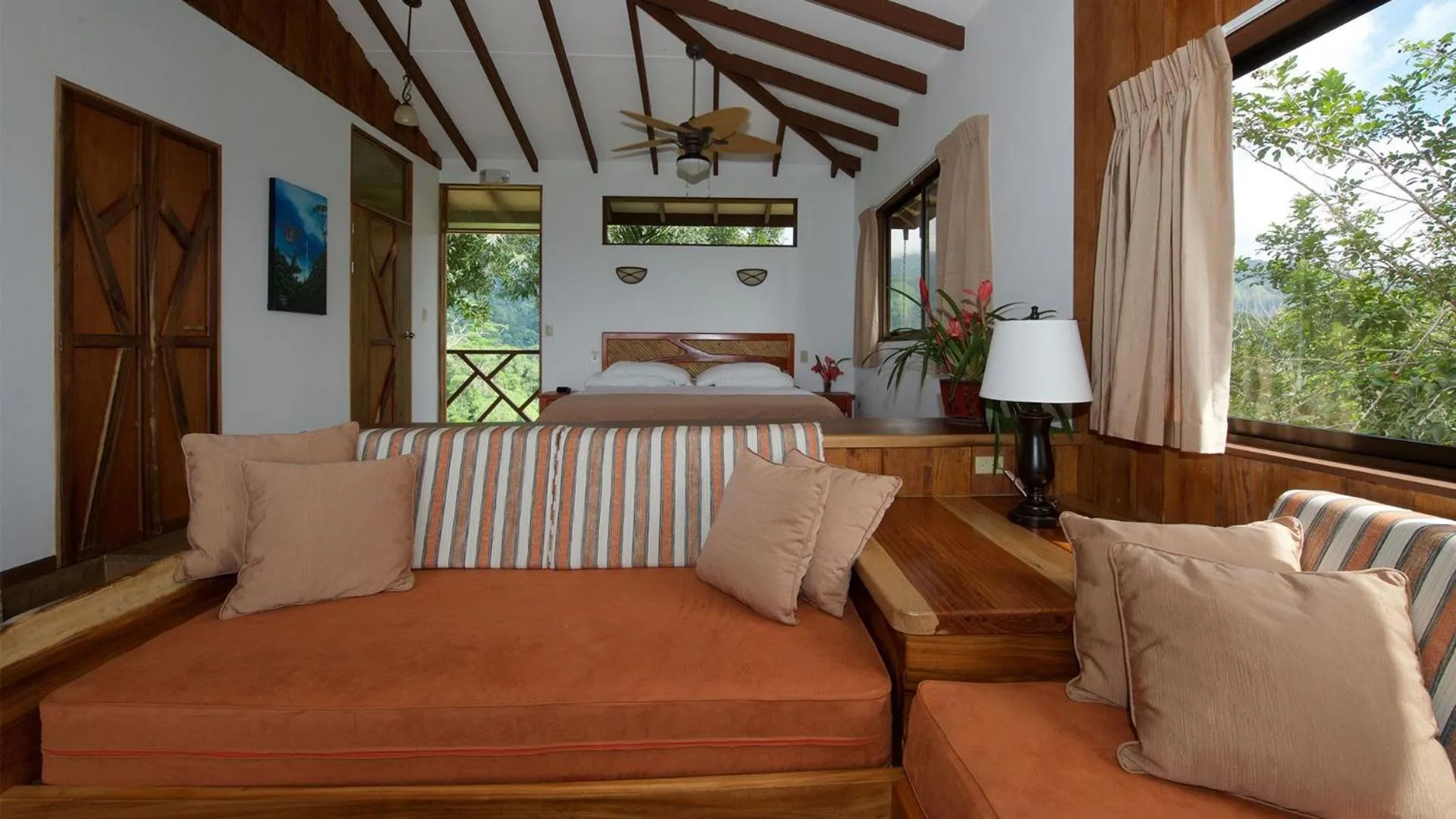 Living room, Bed in Santa Juana Lodge & Nature Reserve