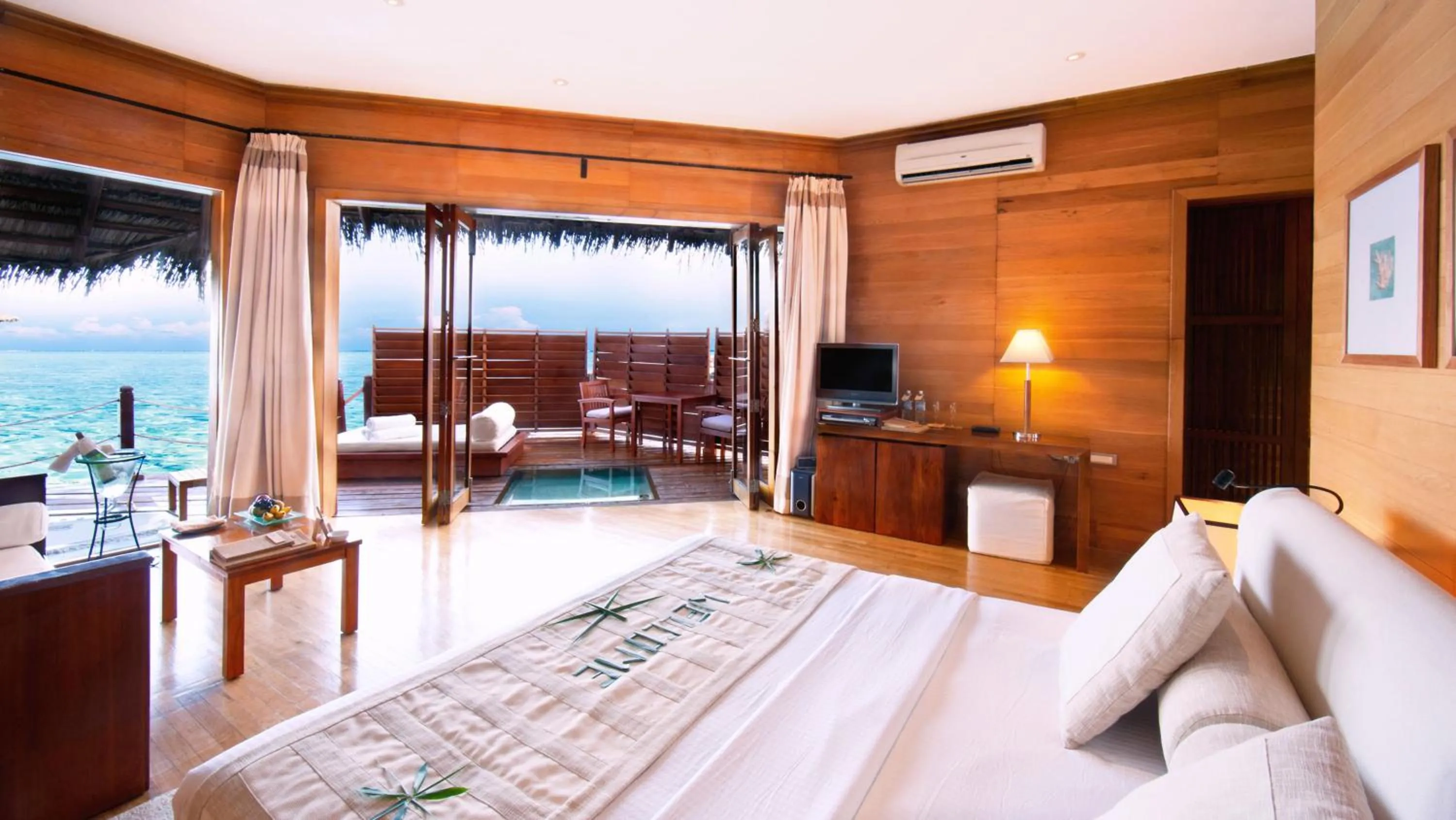 Bedroom, Bed in Adaaran Prestige Water Villas - with Dine around Premium All inclusive - 24 hours