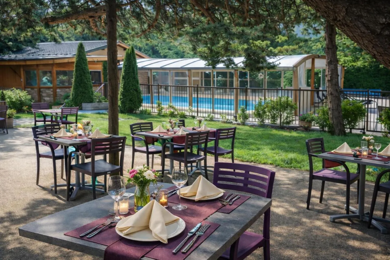 Patio in Logis Hotel Le Lac