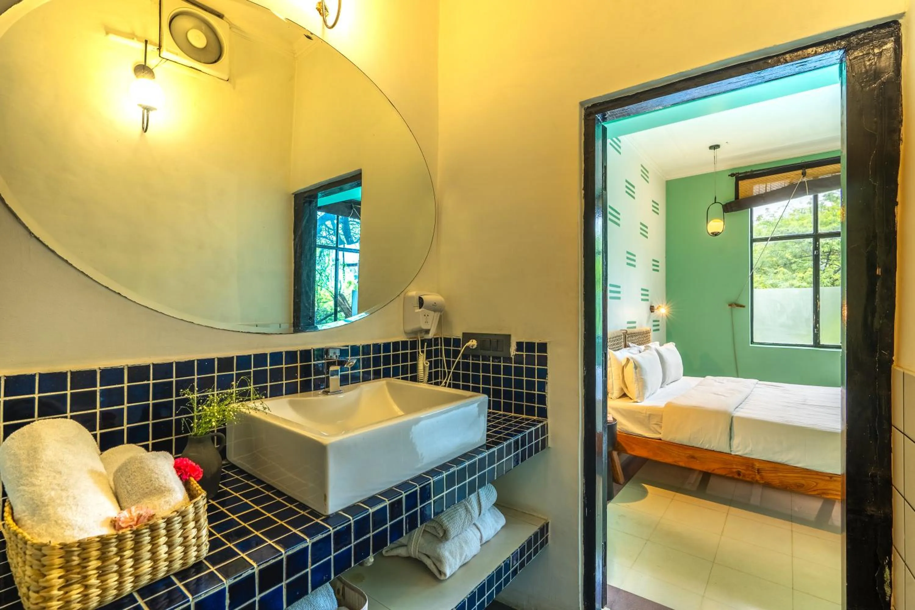 Bathroom, Bed in Minimalist One Hauz Khas Village