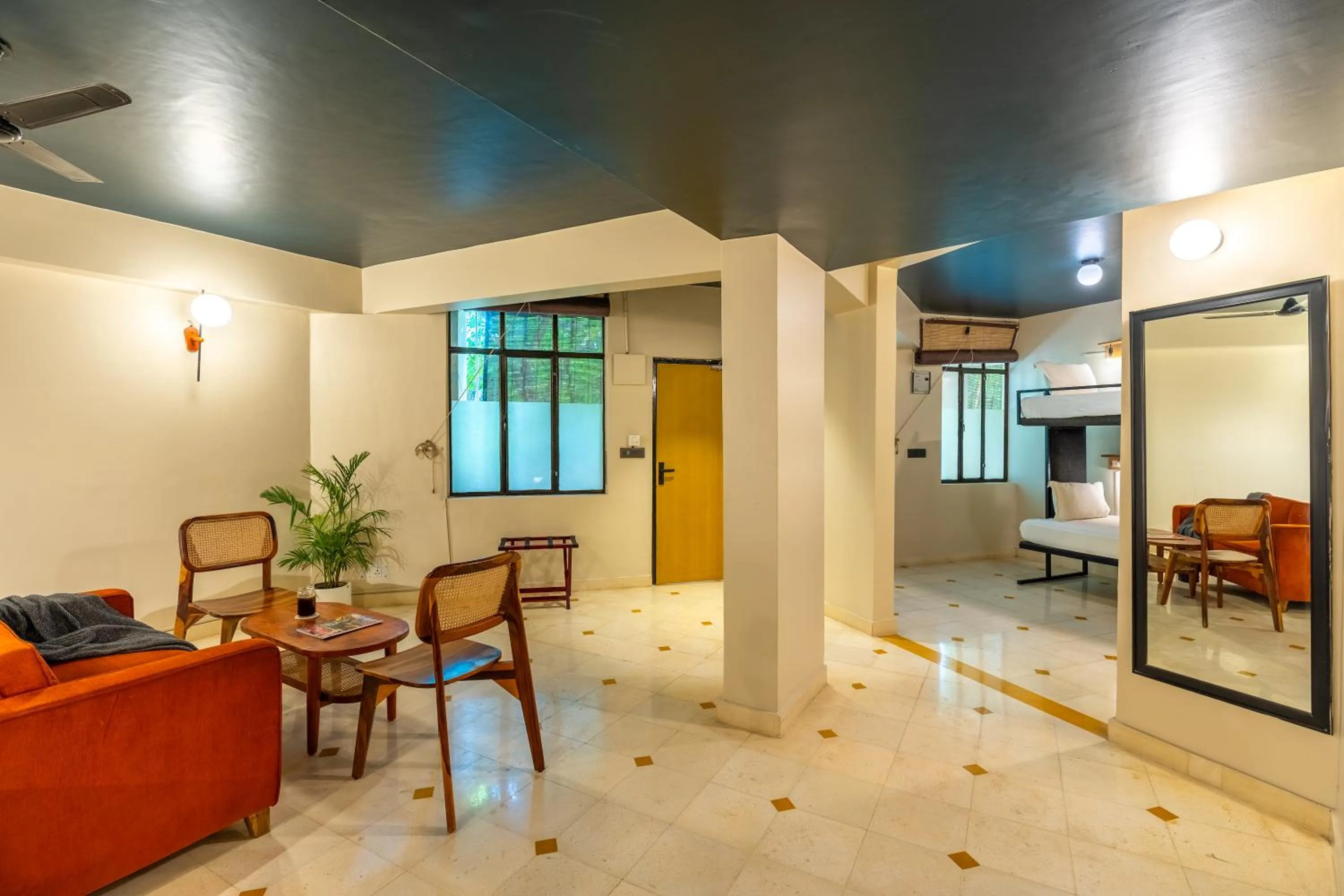 Seating area in Minimalist One Hauz Khas Village