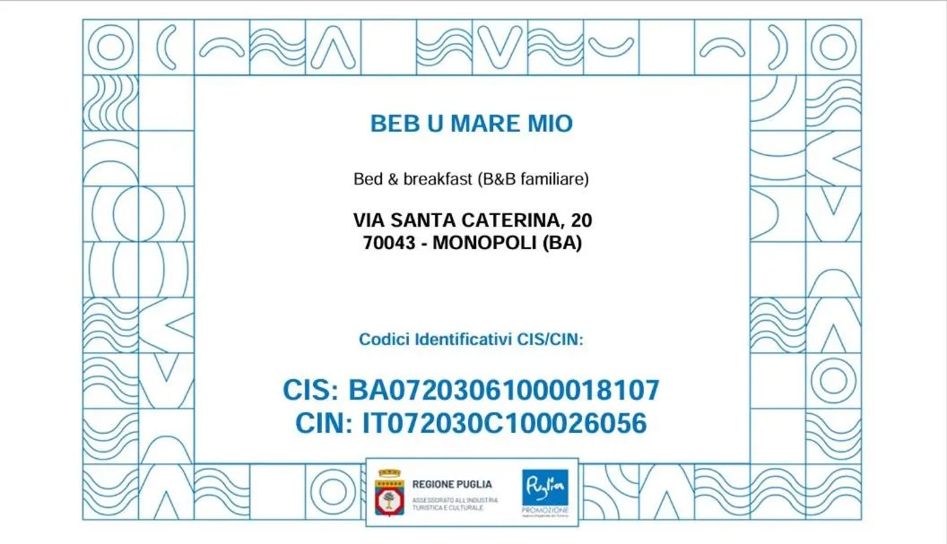 Certificate/Award in B&B U Mare Mio