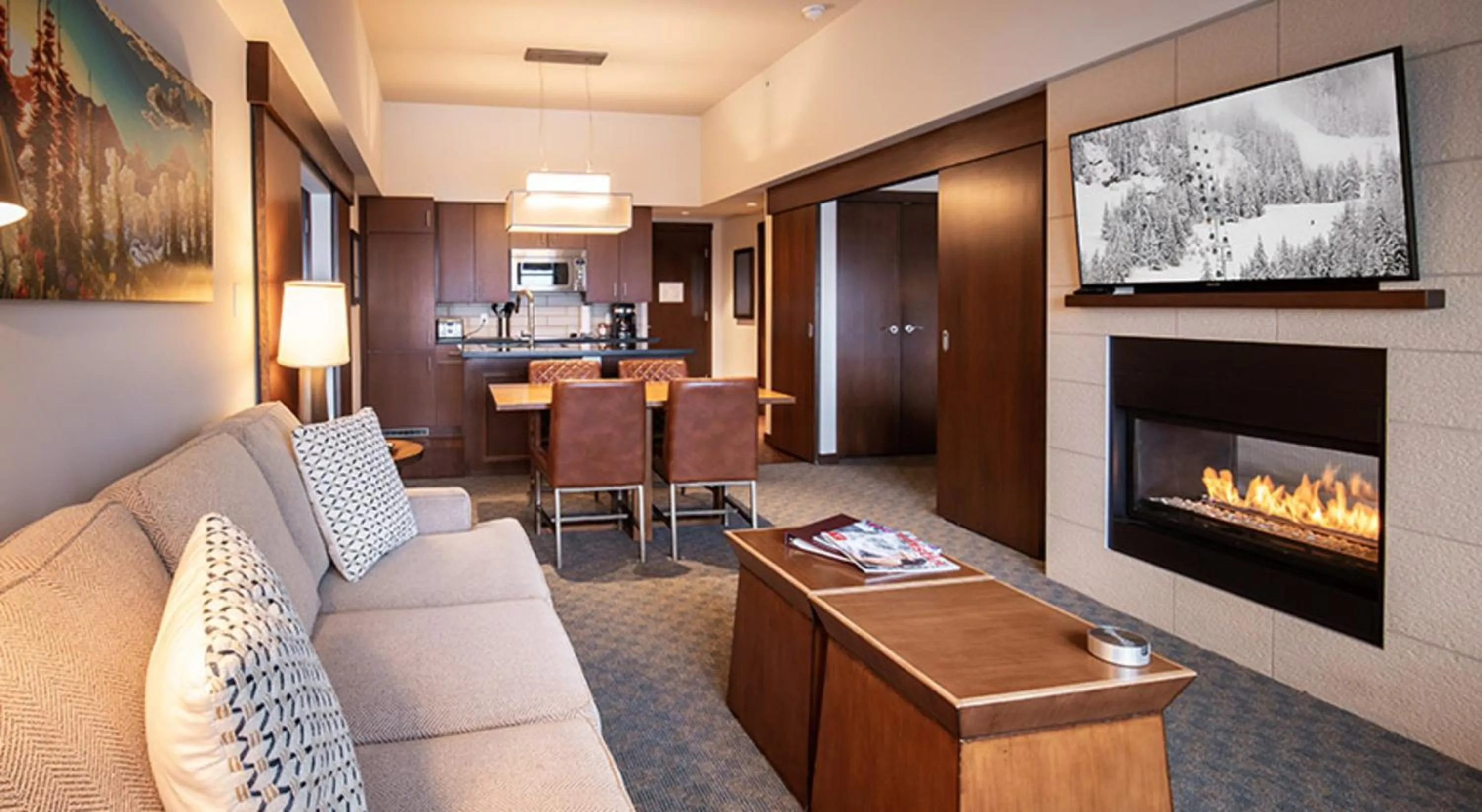 Living room in Evolution Whistler, by Lodging Ovations